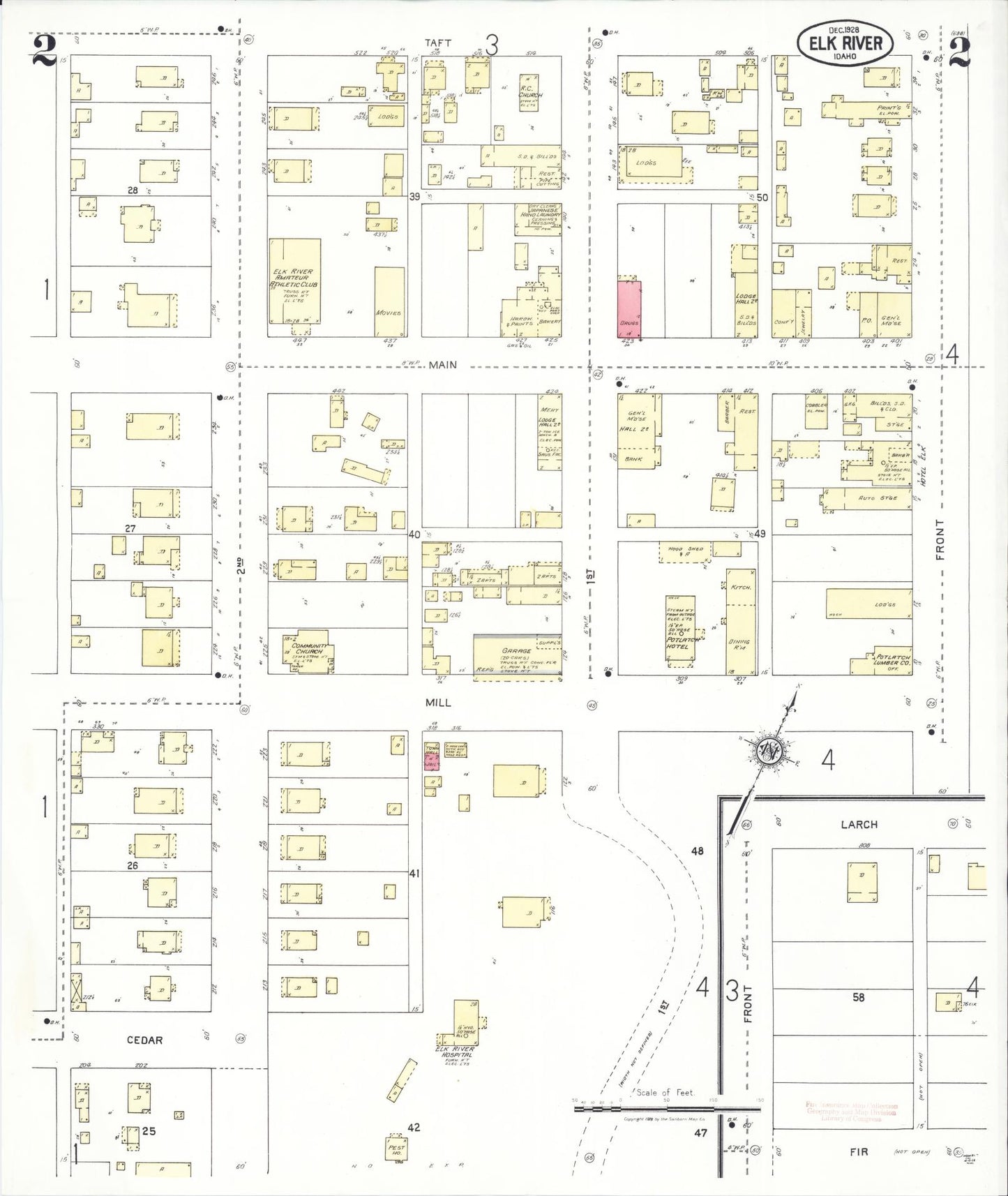 Sanborn Fire Insurance Map from Elk River, Clearwater County, Idaho (1928), Sheet #0002 - Historic Sanborn Fire Insurance Map Print, vintage old map wall art, antique decor, genealogy gift, Idaho Idaho map