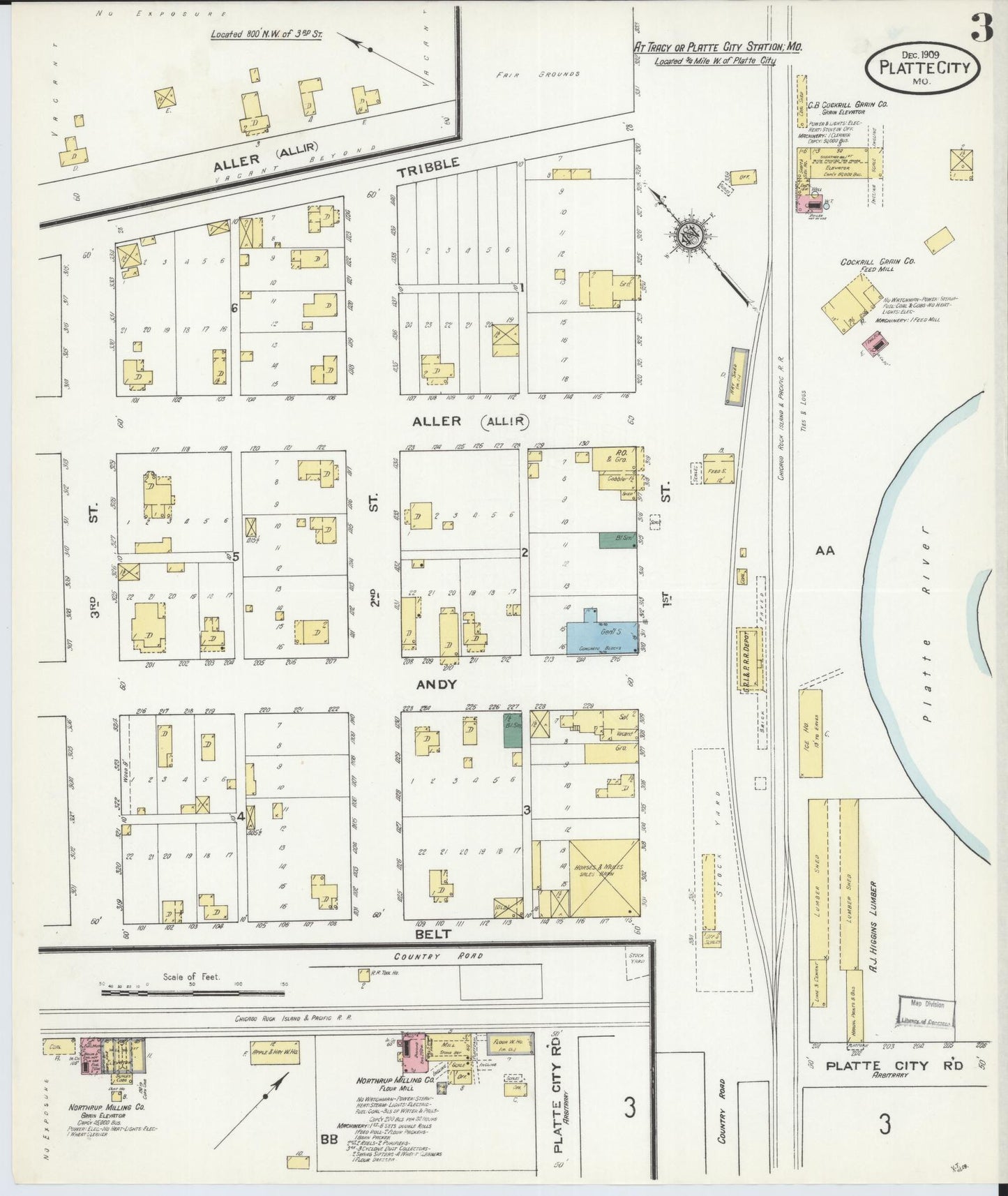Sanborn Fire Insurance Map from Platte City, Platte County, Missouri (1909), Sheet #0003 - Complete Map Set gallery image, historic Sanborn map, vintage wall art, Missouri Missouri