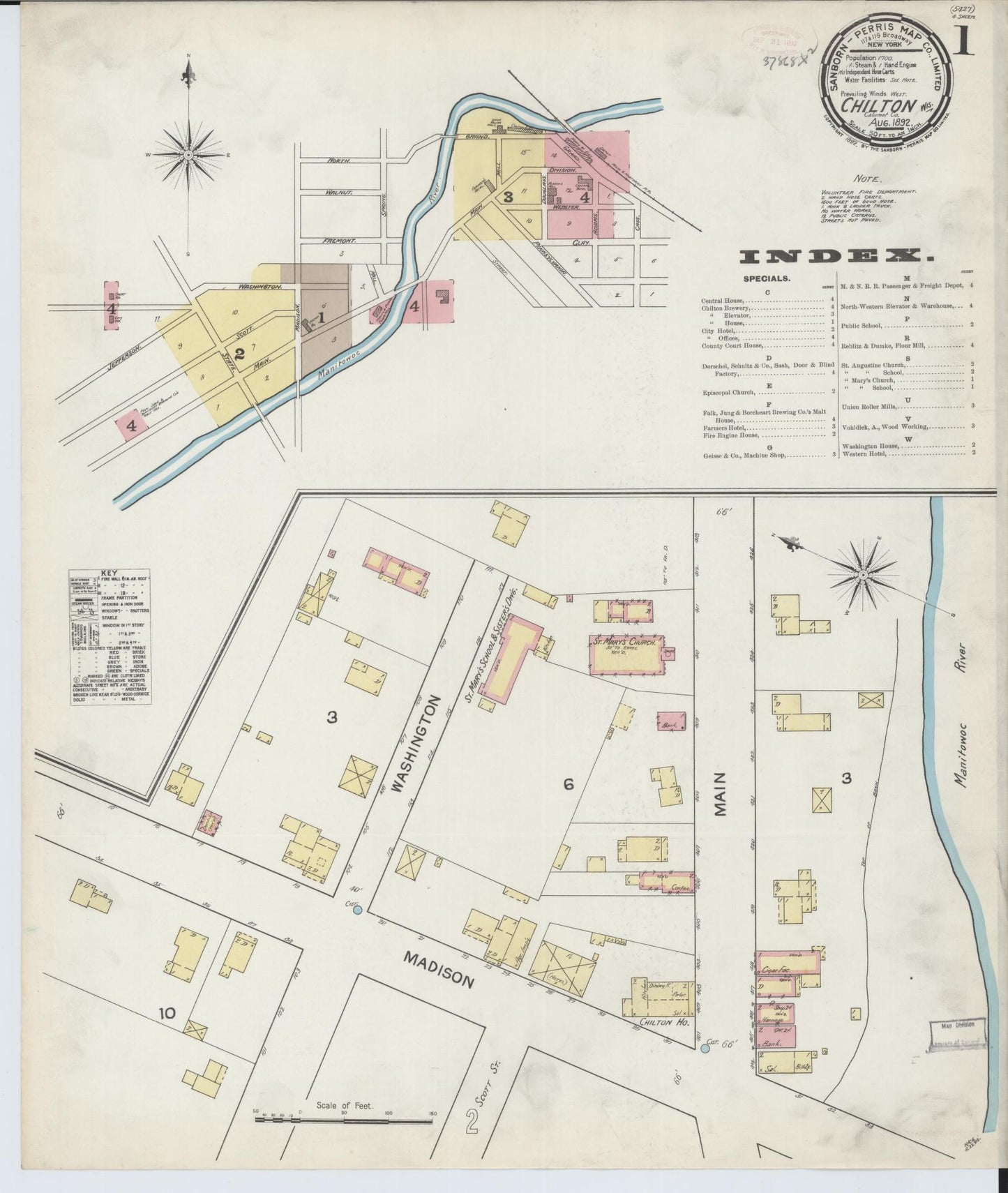 Chilton, Calumet County, Wisconsin (1892) – Sanborn Fire Insurance Map – Map View