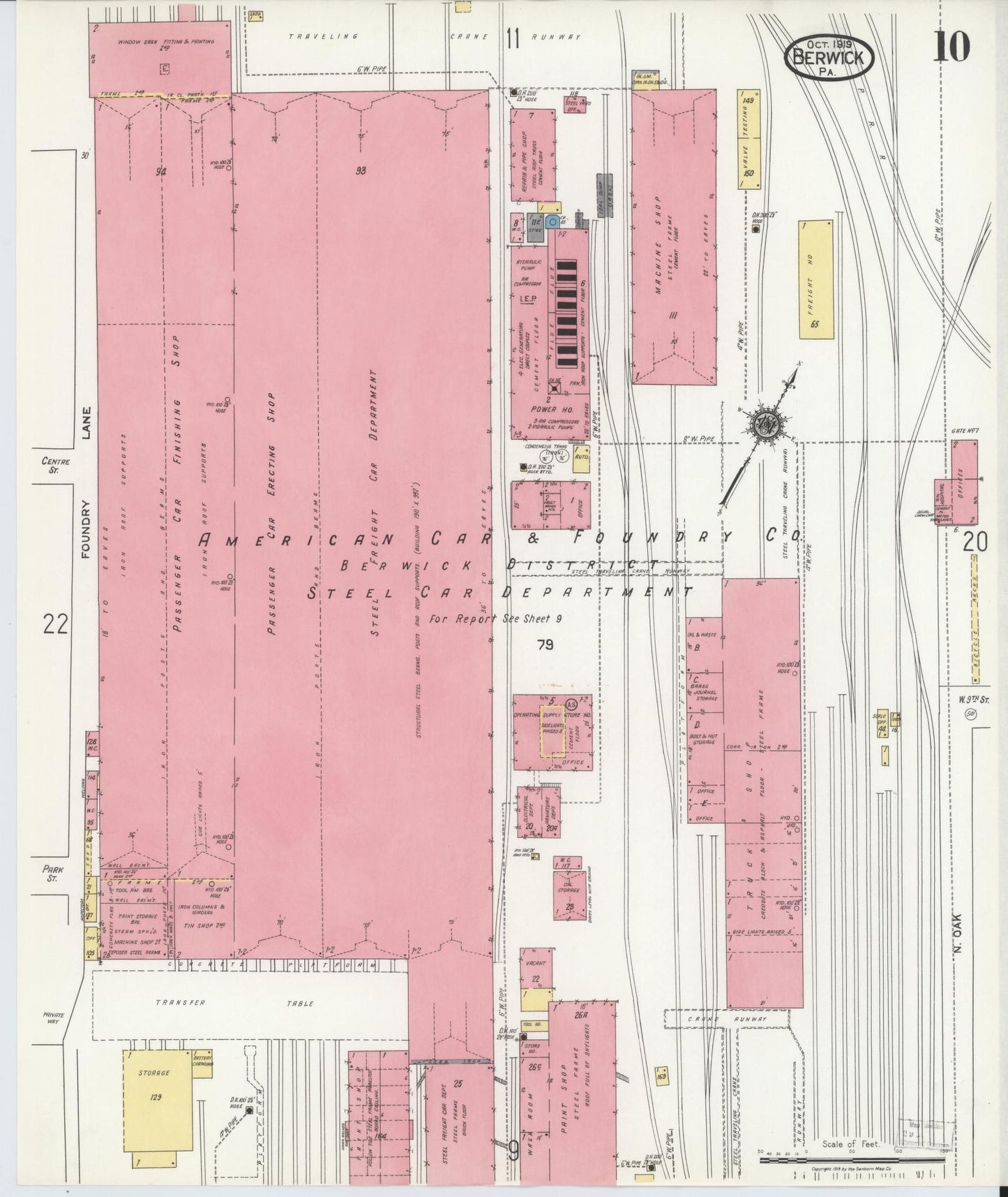 Sanborn Fire Insurance Map from Berwick, Columbia County, Pennsylvania (1918), Sheet #0010 - Historic Sanborn Fire Insurance Map Print, vintage old map wall art, antique decor, genealogy gift, Pennsylvania Pennsylvania map