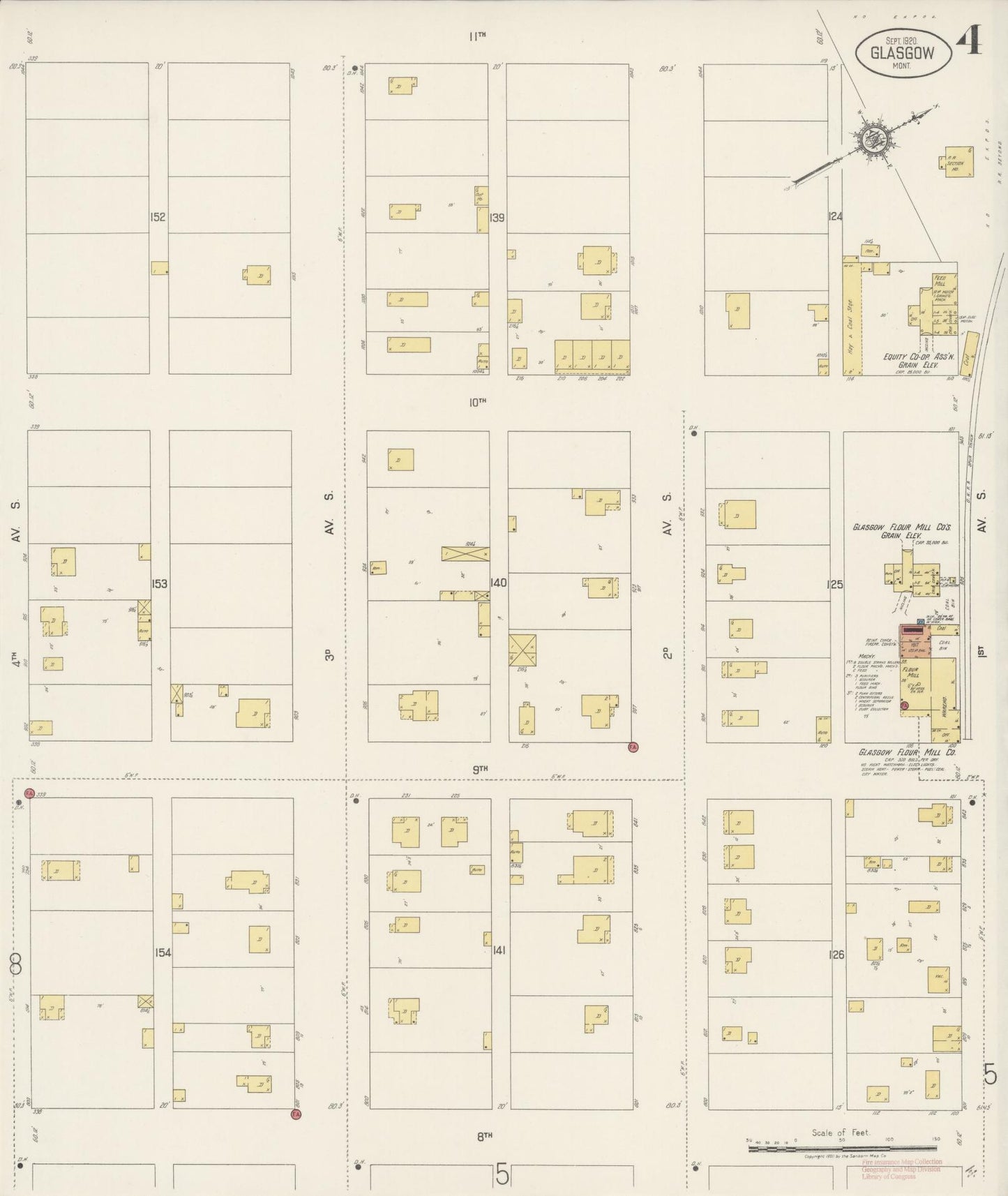 Sanborn Fire Insurance Map from Glasgow, Valley County, Montana (1920), Sheet #0004 - Historic Sanborn Fire Insurance Map Print, vintage old map wall art, antique decor, genealogy gift, Montana Montana map