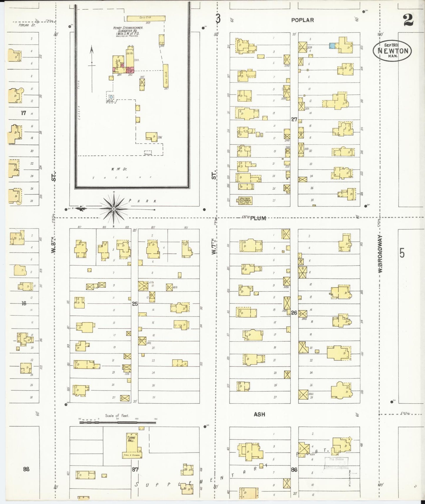 Sanborn Fire Insurance Map from Newton, Harvey County, Kansas (1901), Sheet #0002 - Historic Sanborn Fire Insurance Map Print, vintage old map wall art, antique decor, genealogy gift, Kansas Kansas map
