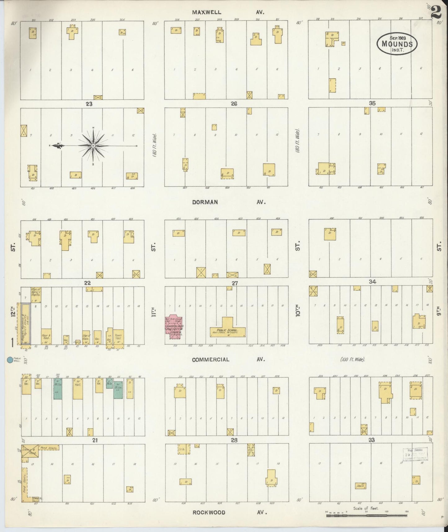 Sanborn Fire Insurance Map from Mounds, Creek County, Oklahoma (1903), Sheet #0002 - Complete Map Set gallery image, historic Sanborn map, vintage wall art, Oklahoma Oklahoma