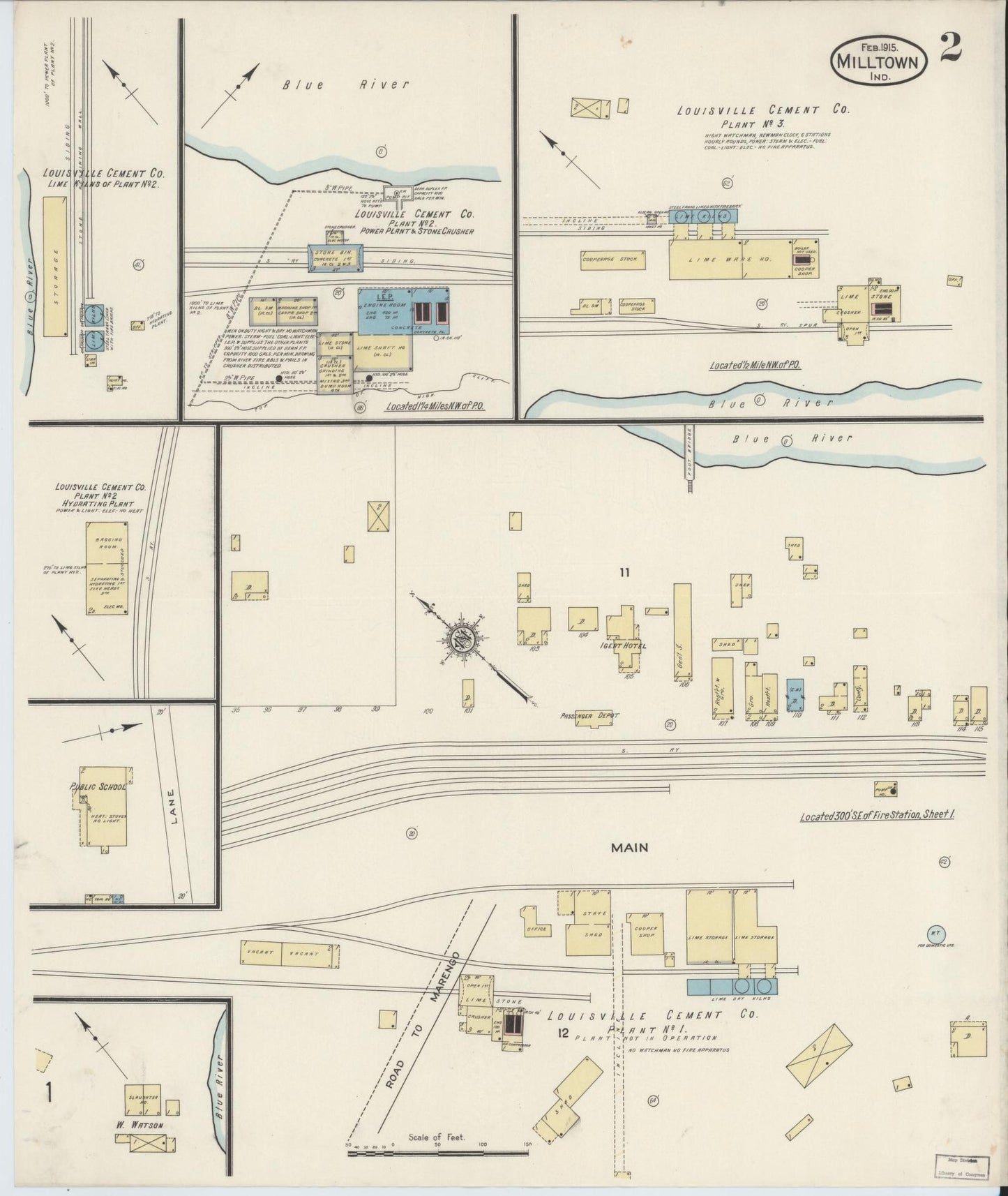 Sanborn Fire Insurance Map from Milltown, Crawford And Harrison Counties, Indiana (1915), Sheet #0002 - Complete Map Set gallery image, historic Sanborn map, vintage wall art, Indiana Indiana