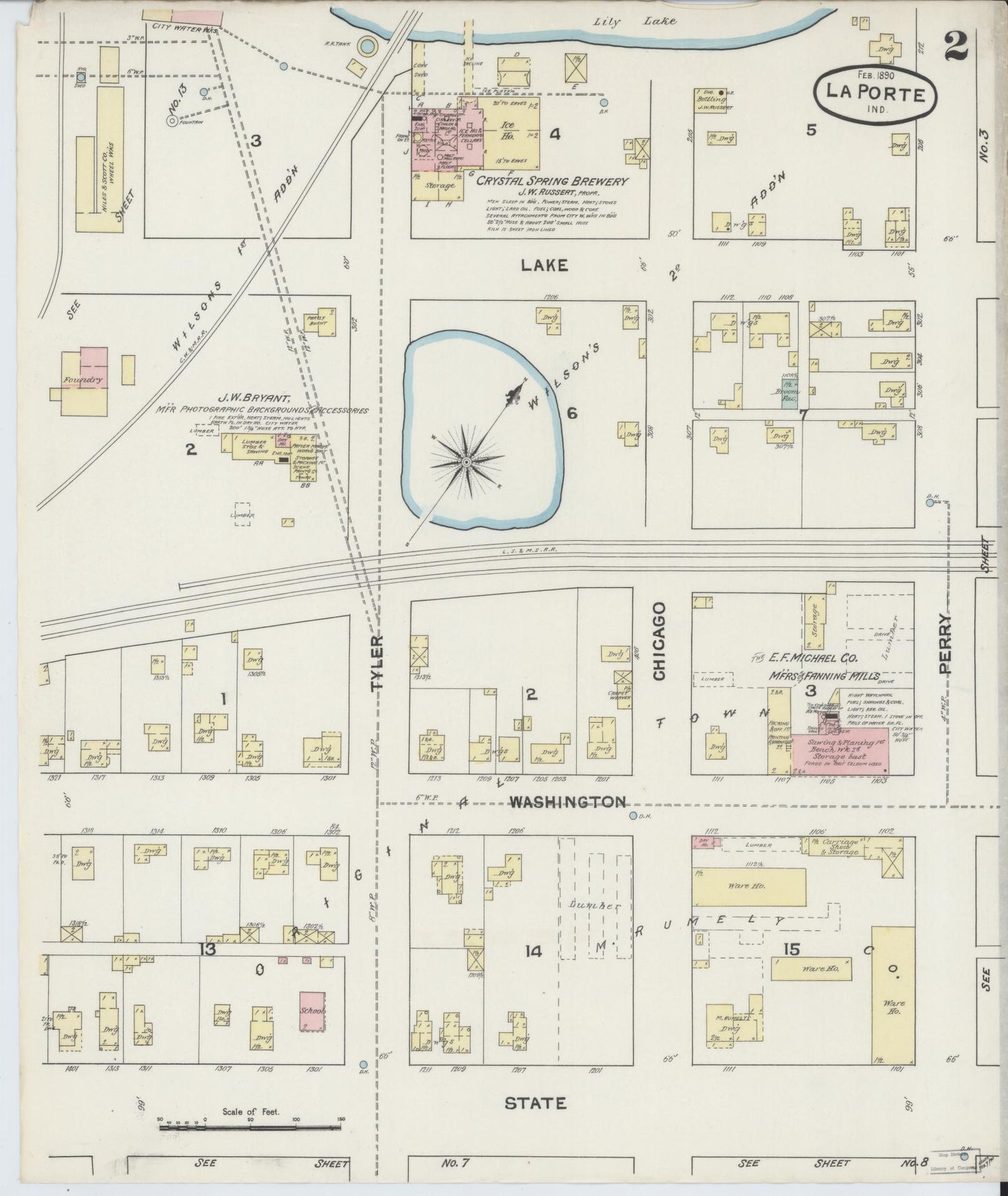 Sanborn Fire Insurance Map from La Porte, La Porte County, Indiana (1890), Sheet #0002 - Historic Sanborn Fire Insurance Map Print, vintage old map wall art, antique decor, genealogy gift, Indiana Indiana map