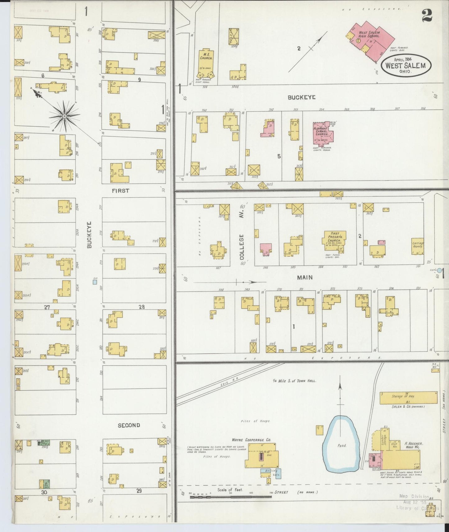Sanborn Fire Insurance Map from West Salem, Wayne County, Ohio (1904), Sheet #0002 - Complete Map Set gallery image, historic Sanborn map, vintage wall art, Ohio Ohio