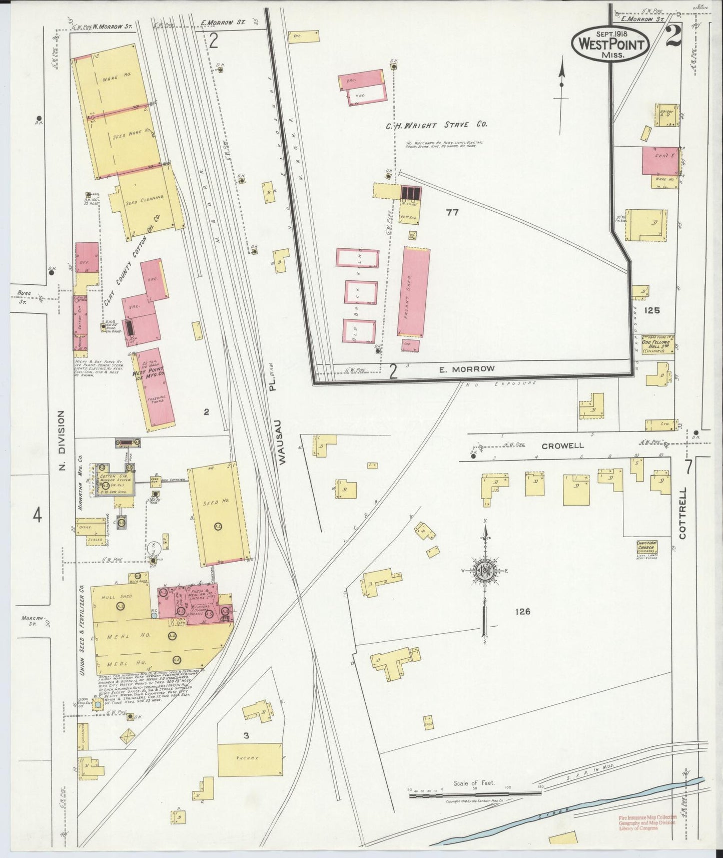 Sanborn Fire Insurance Map from West Point, Clay County, Mississippi (1918), Sheet #0002 - Historic Sanborn Fire Insurance Map Print, vintage old map wall art, antique decor, genealogy gift, Mississippi Mississippi map