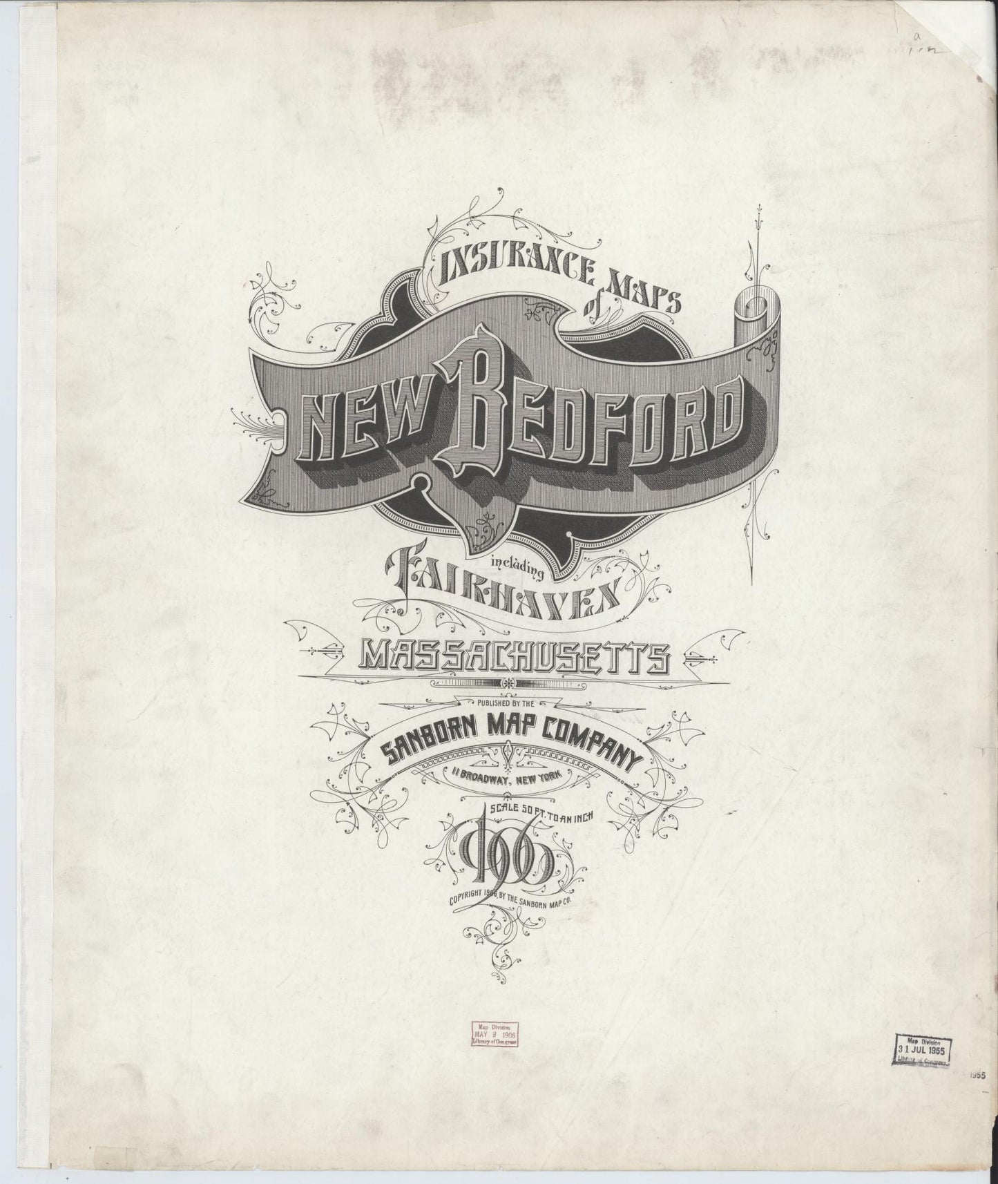 Sanborn Fire Insurance Map from New Bedford, Bristol County, Massachusetts (1906), Sheet #0001 - Historic Sanborn Fire Insurance Map Print, vintage old map wall art, antique decor, genealogy gift, Massachusetts Massachusetts map