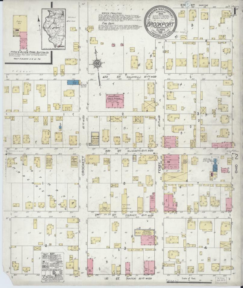 Sanborn Fire Insurance Map from Brookport, Massac County, Illinois. (1921) – Map View