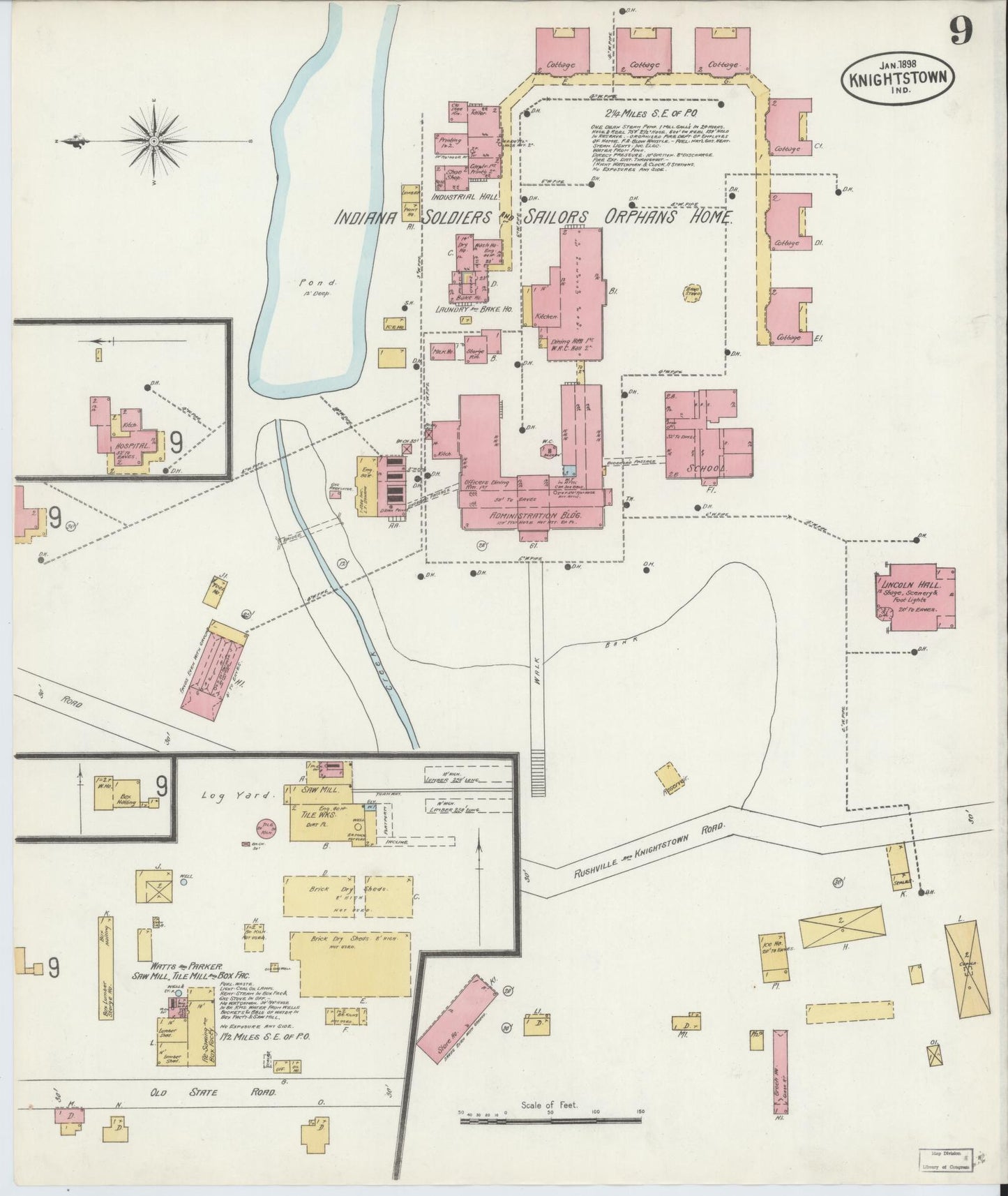 Sanborn Fire Insurance Map from Knightstown, Henry County, Indiana (1898), Sheet #0009 - Complete Map Set gallery image, historic Sanborn map, vintage wall art, Indiana Indiana