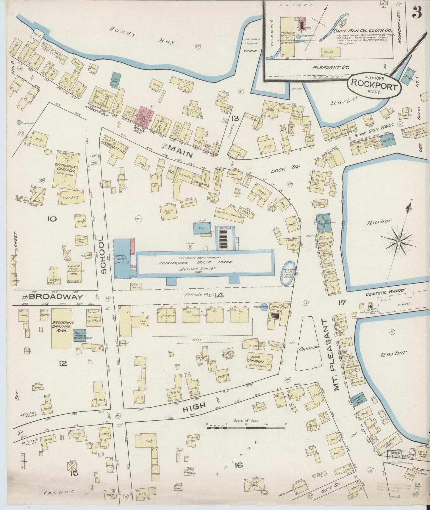 Sanborn Fire Insurance Map from Rockport, Essex County, Massachusetts (1885), Sheet #0003 - Complete Map Set gallery image, historic Sanborn map, vintage wall art, Massachusetts Massachusetts