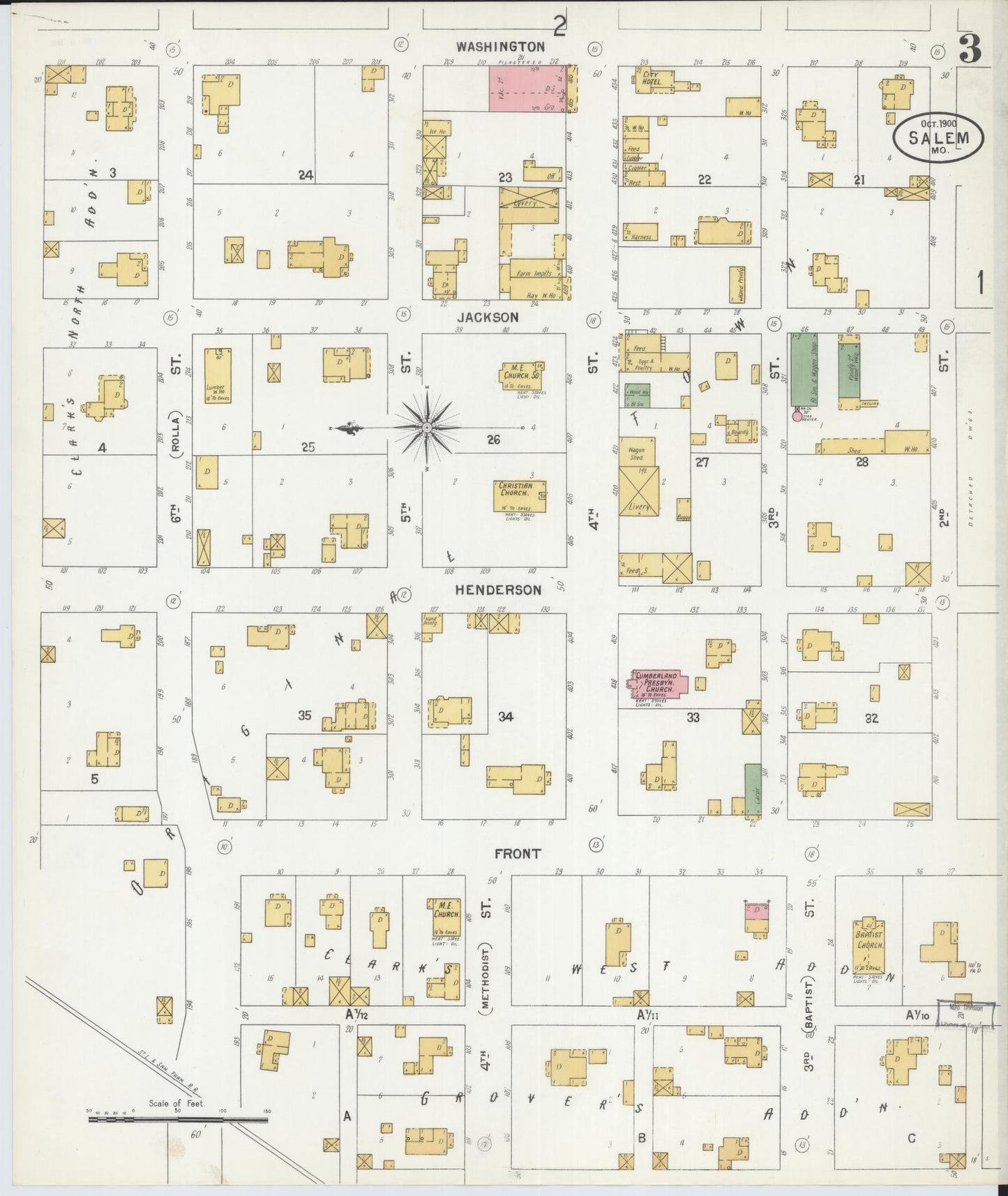 Sanborn Fire Insurance Map from Salem, Dent County, Missouri (1900), Sheet #0003 - Historic Sanborn Fire Insurance Map Print, vintage old map wall art, antique decor, genealogy gift, Missouri Missouri map