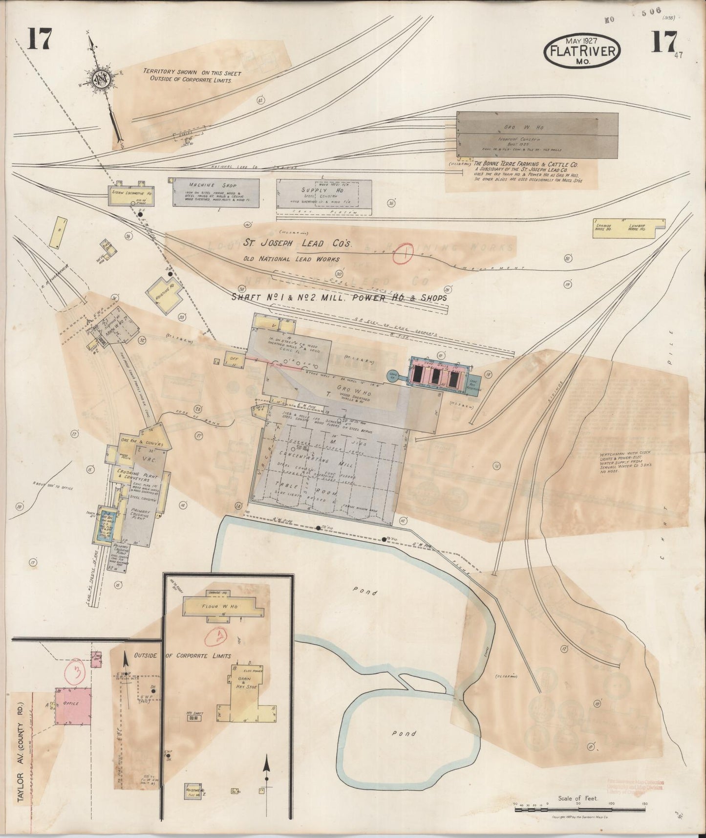 Sanborn Fire Insurance Map from Flat River, Saint Francois County, Missouri (1938), Sheet #0017 - Historic Sanborn Fire Insurance Map Print, vintage old map wall art, antique decor, genealogy gift, Missouri Missouri map