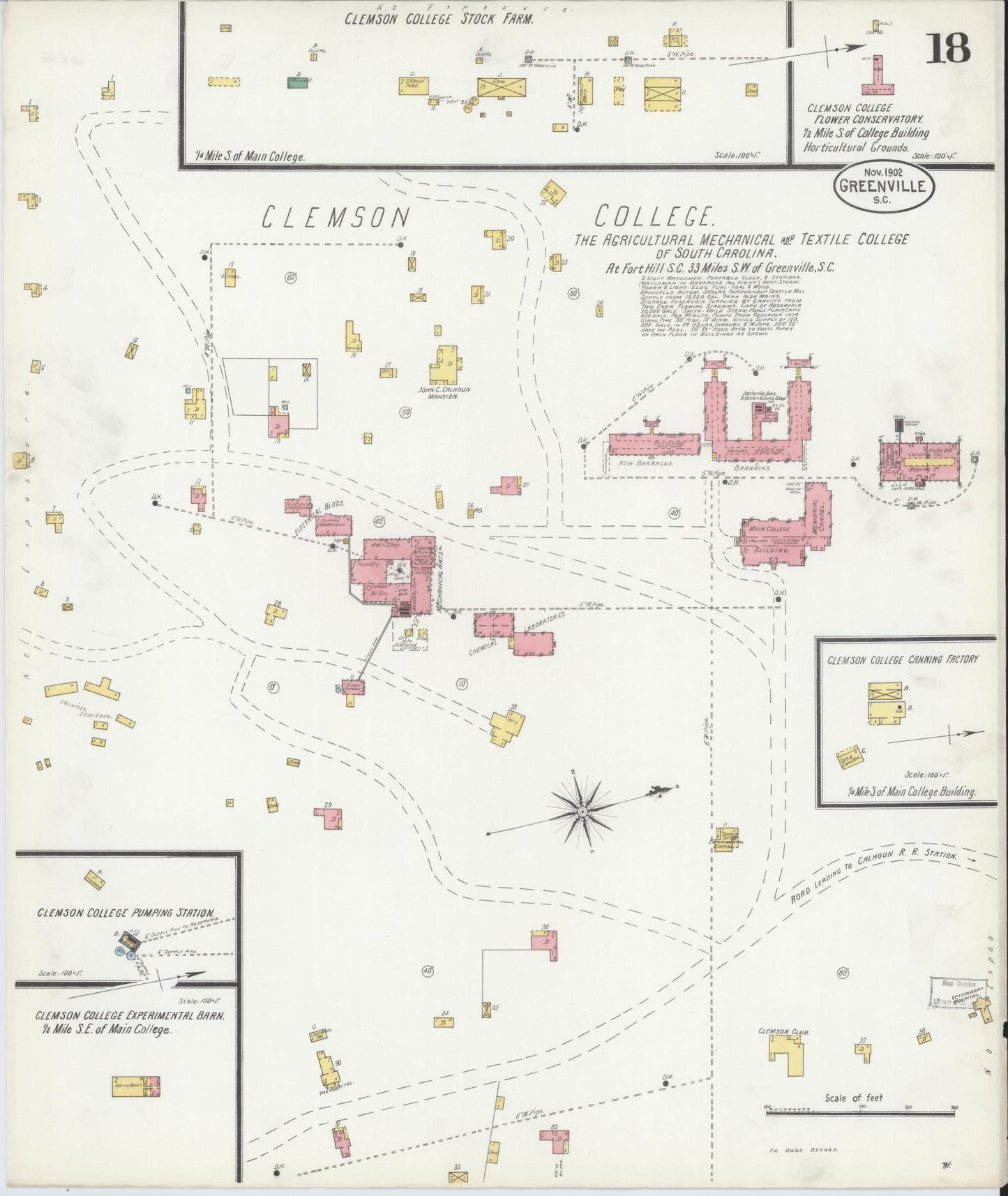 Sanborn Fire Insurance Map from Greenville, Greenville County, South Carolina (1902), Sheet #0018 - Historic Sanborn Fire Insurance Map Print, vintage old map wall art, antique decor, genealogy gift, South Carolina South Carolina map