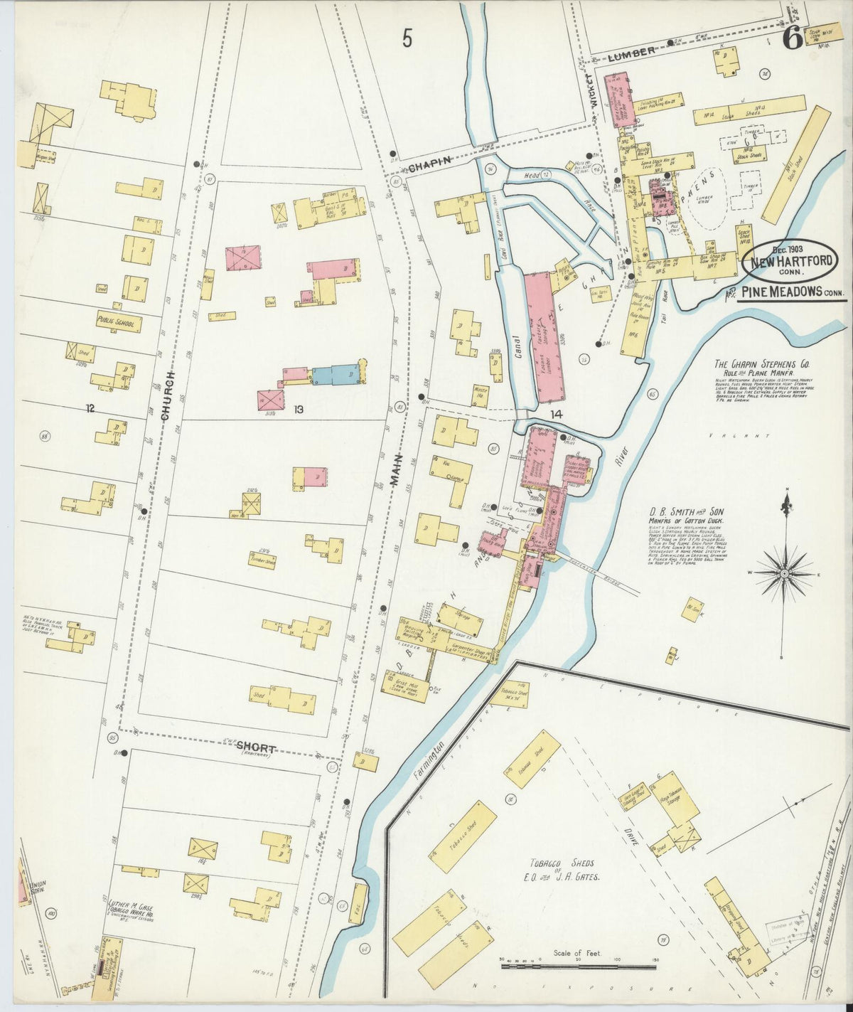 Sanborn Fire Insurance Map from New Hartford, Litchfield County, Connecticut (1903), Sheet #0006 - Historic Sanborn Fire Insurance Map Print, vintage old map wall art, antique decor, genealogy gift, Connecticut Connecticut map