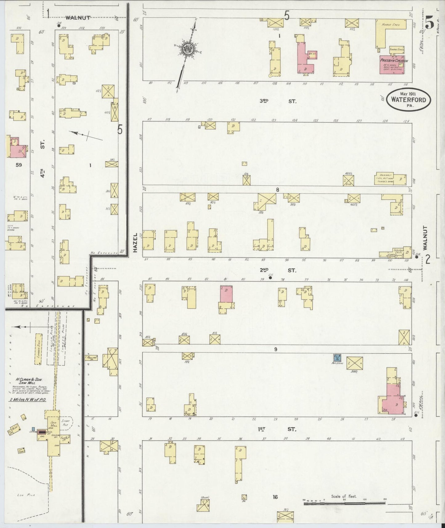 Sanborn Fire Insurance Map from Waterford, Erie County, Pennsylvania (1911), Sheet #0005 - Complete Map Set gallery image, historic Sanborn map, vintage wall art, Pennsylvania Pennsylvania