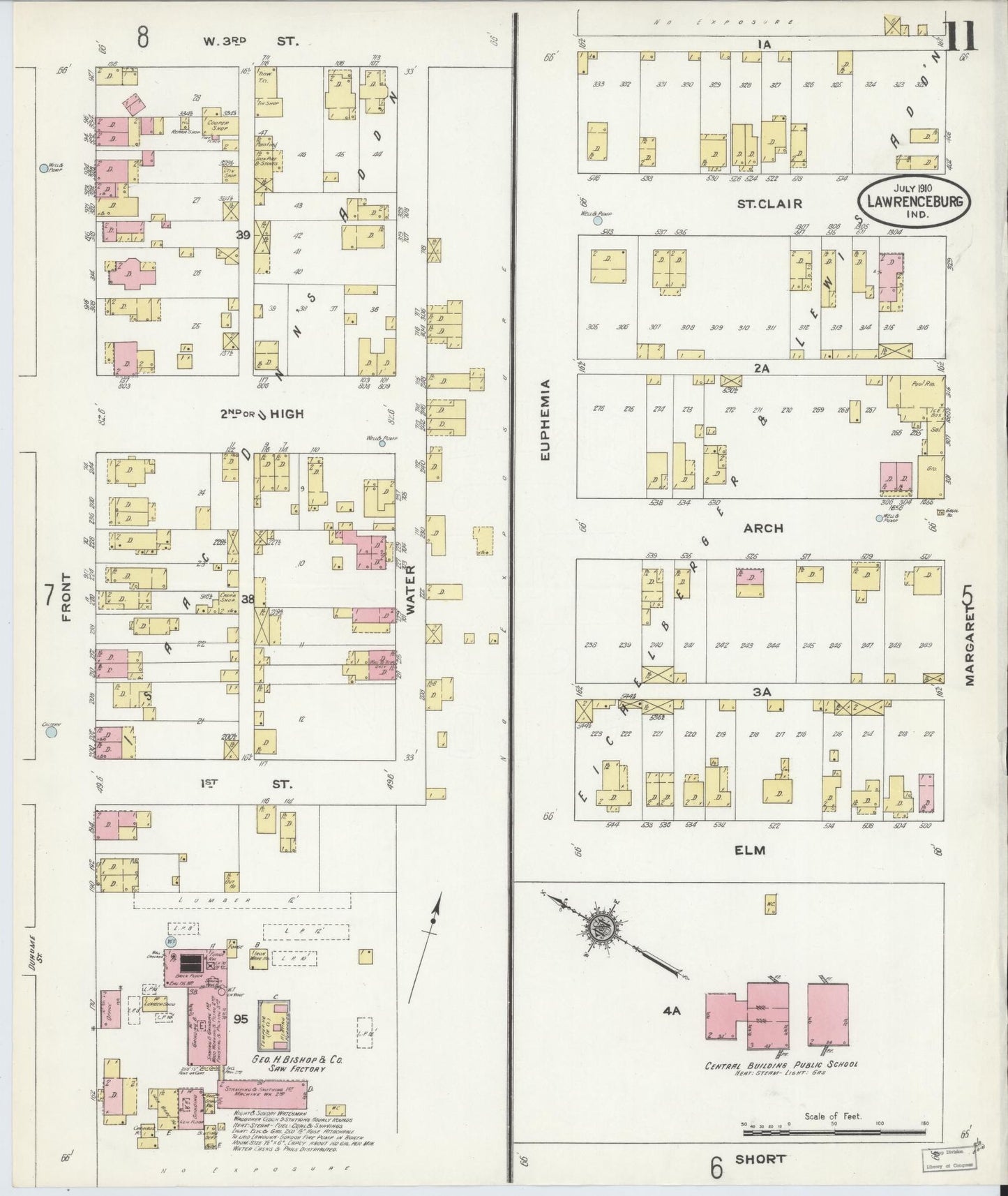 Sanborn Fire Insurance Map from Lawrenceburg, Dearborn County, Indiana (1910), Sheet #0011 - Complete Map Set gallery image, historic Sanborn map, vintage wall art, Indiana Indiana
