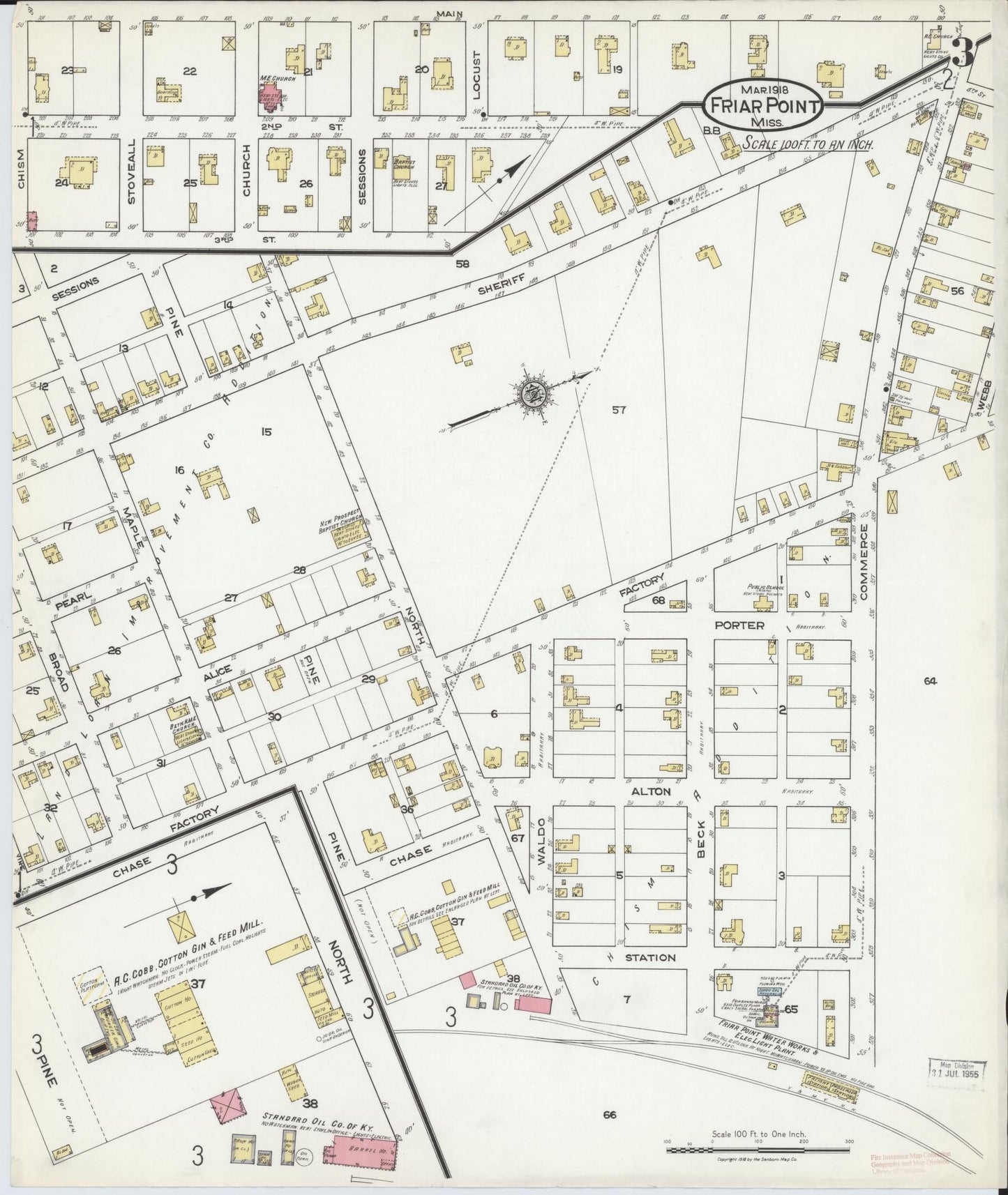 Sanborn Fire Insurance Map from Friars Point, Coahoma County, Mississippi (1918), Sheet #0003 - Historic Sanborn Fire Insurance Map Print, vintage old map wall art, antique decor, genealogy gift, Mississippi Mississippi map