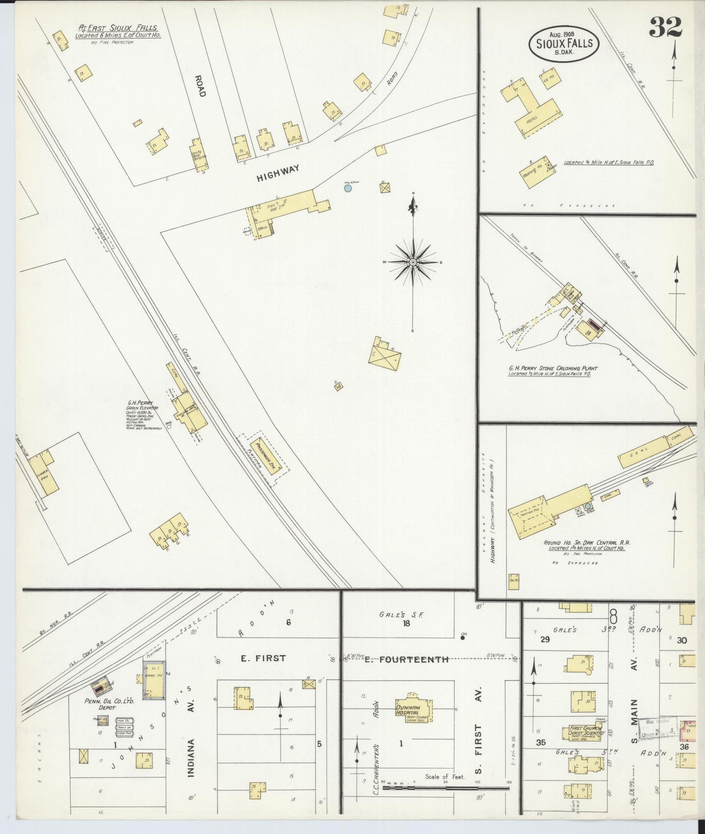 Sanborn Fire Insurance Map from Sioux Falls, Minnehaha County, South Dakota (1908), Sheet #0032 - Historic Sanborn Fire Insurance Map Print, vintage old map wall art, antique decor, genealogy gift, South Dakota South Dakota map