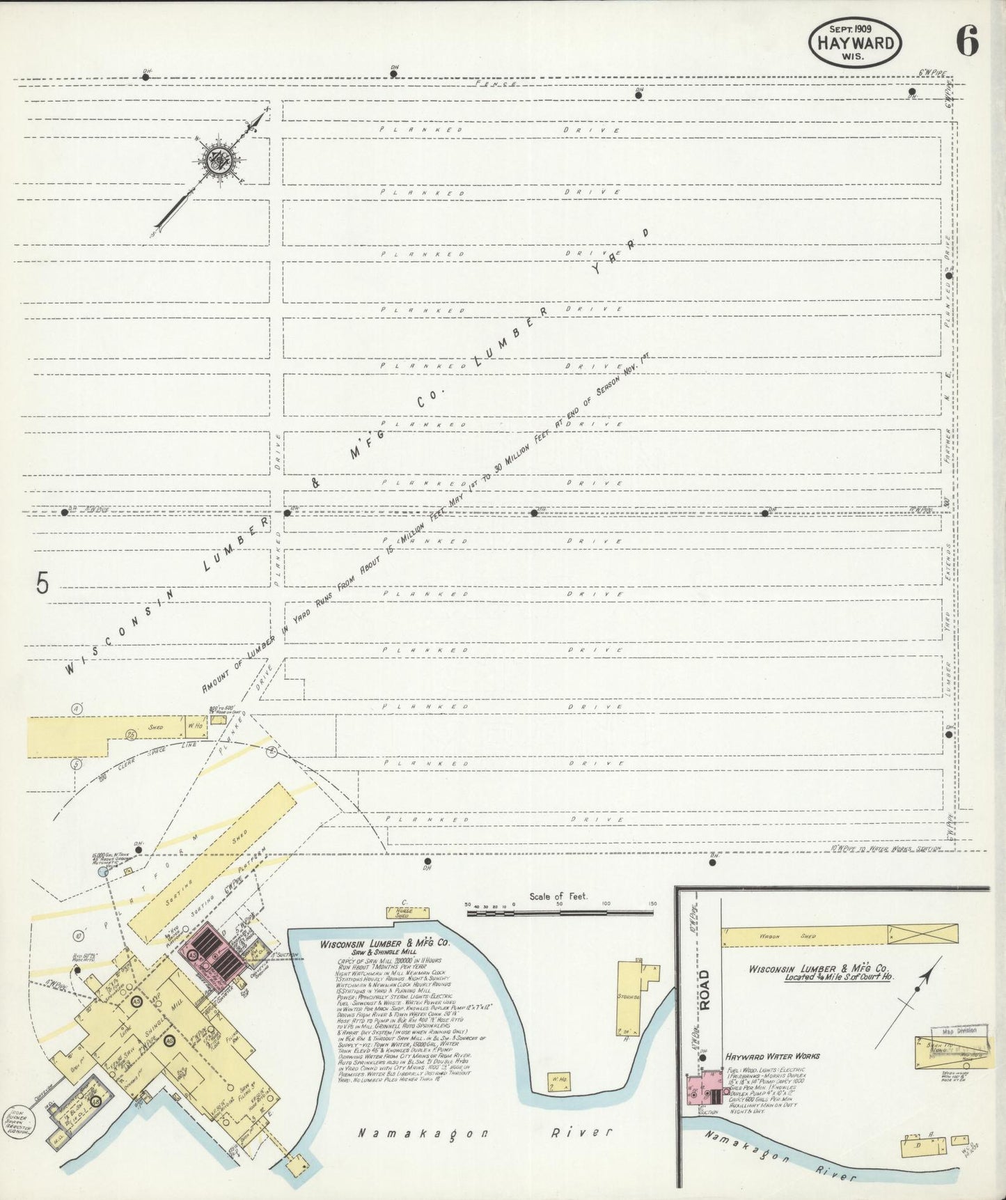 Sanborn Fire Insurance Map from Hayward, Sawyer County, Wisconsin (1909), Sheet #0006 - Complete Map Set gallery image, historic Sanborn map, vintage wall art, Wisconsin Wisconsin