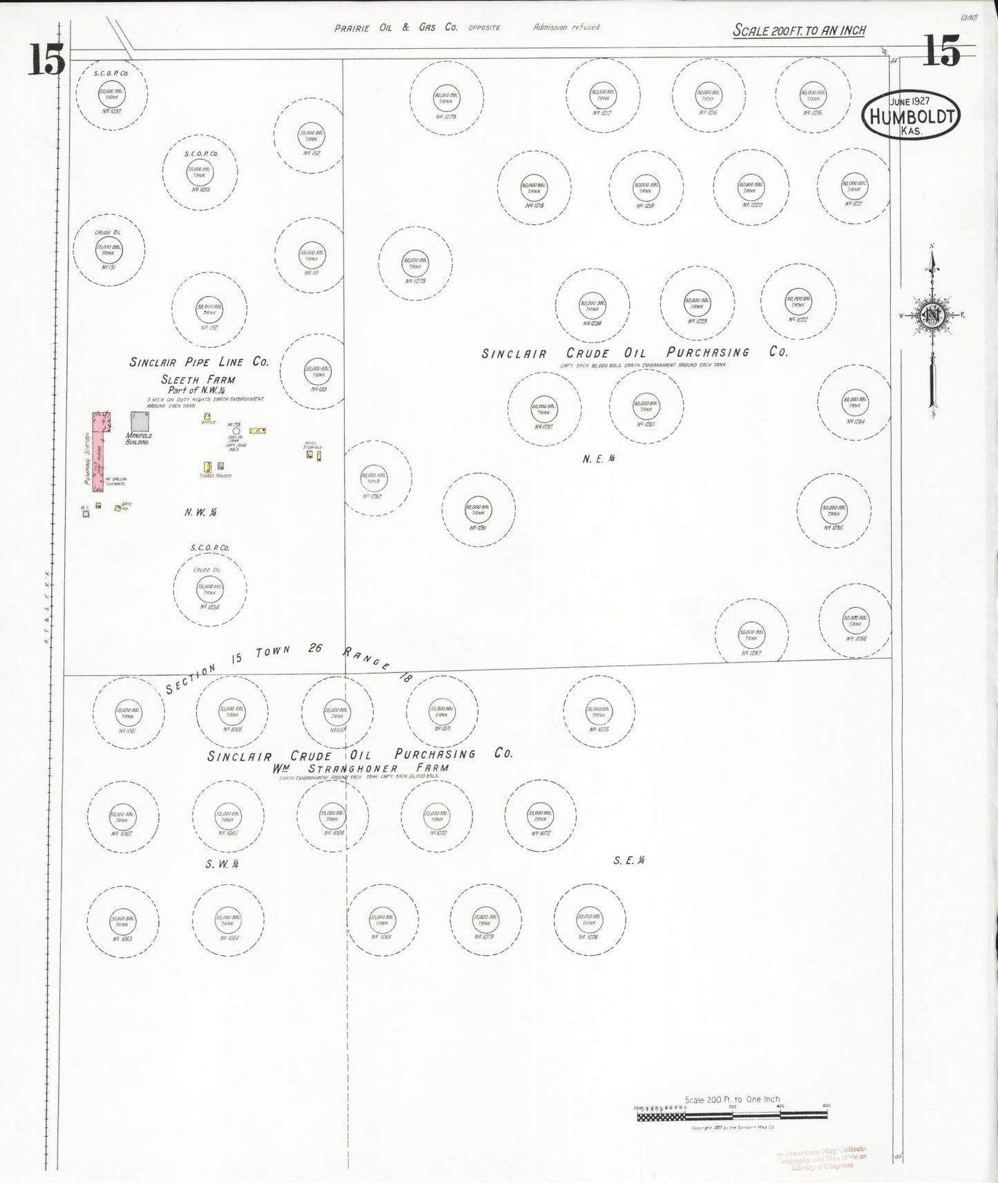 Sanborn Fire Insurance Map from Humboldt, Allen County, Kansas (1927), Sheet #0015 - Historic Sanborn Fire Insurance Map Print, vintage old map wall art, antique decor, genealogy gift, Kansas Kansas map