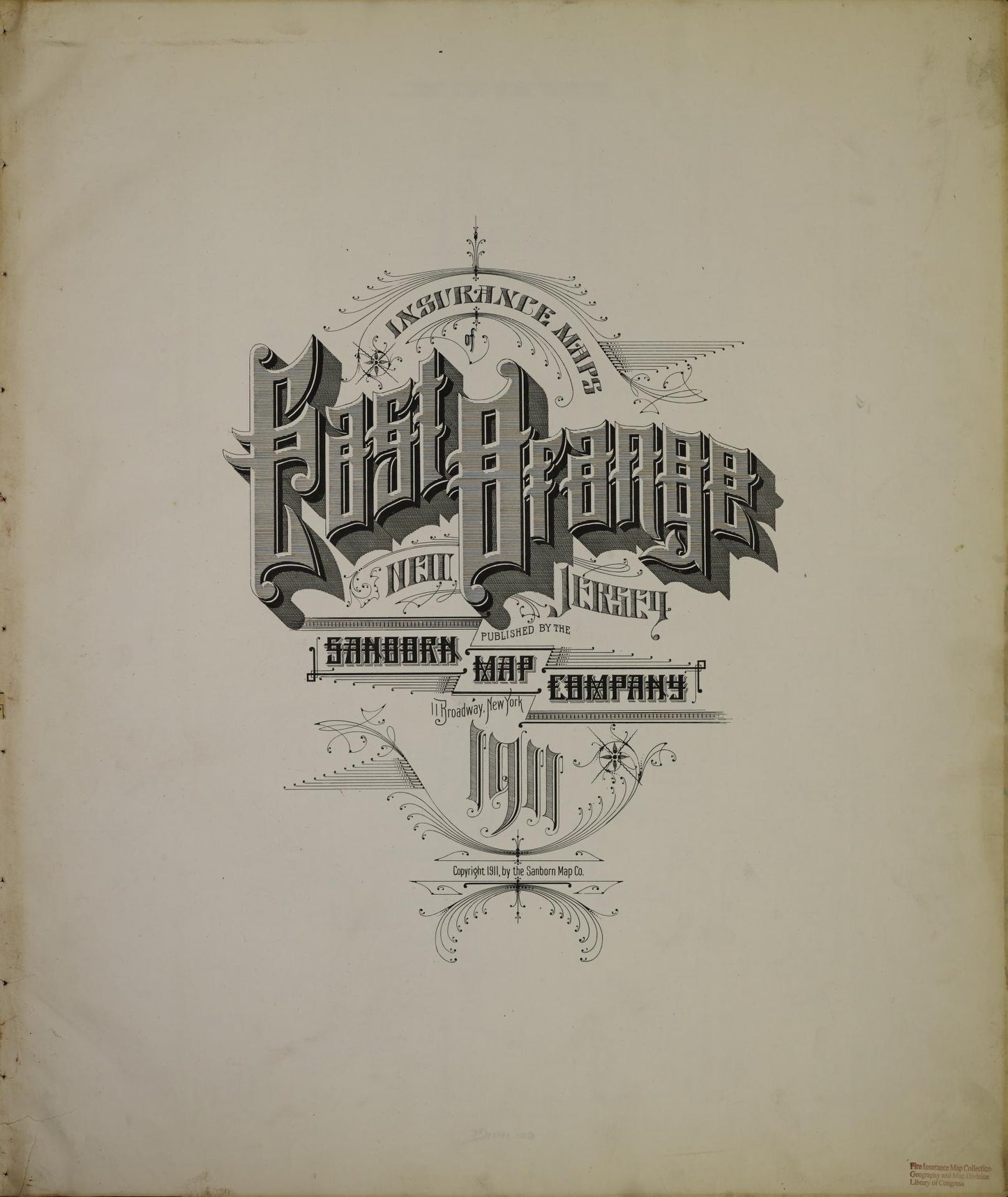Sanborn Fire Insurance Map from East Orange, Essex County, New Jersey. (1911) – Historic Sanborn Fire Insurance Map Print