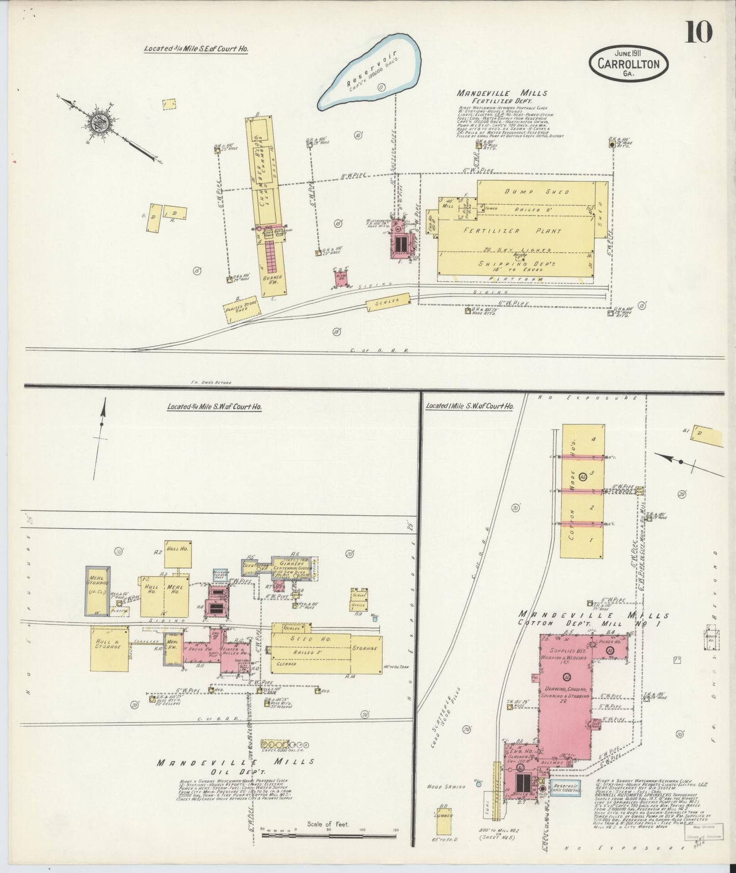 Sanborn Fire Insurance Map from Carrollton, Carroll County, Georgia (1911), Sheet #0010 - Historic Sanborn Fire Insurance Map Print, vintage old map wall art, antique decor, genealogy gift, Georgia Georgia map