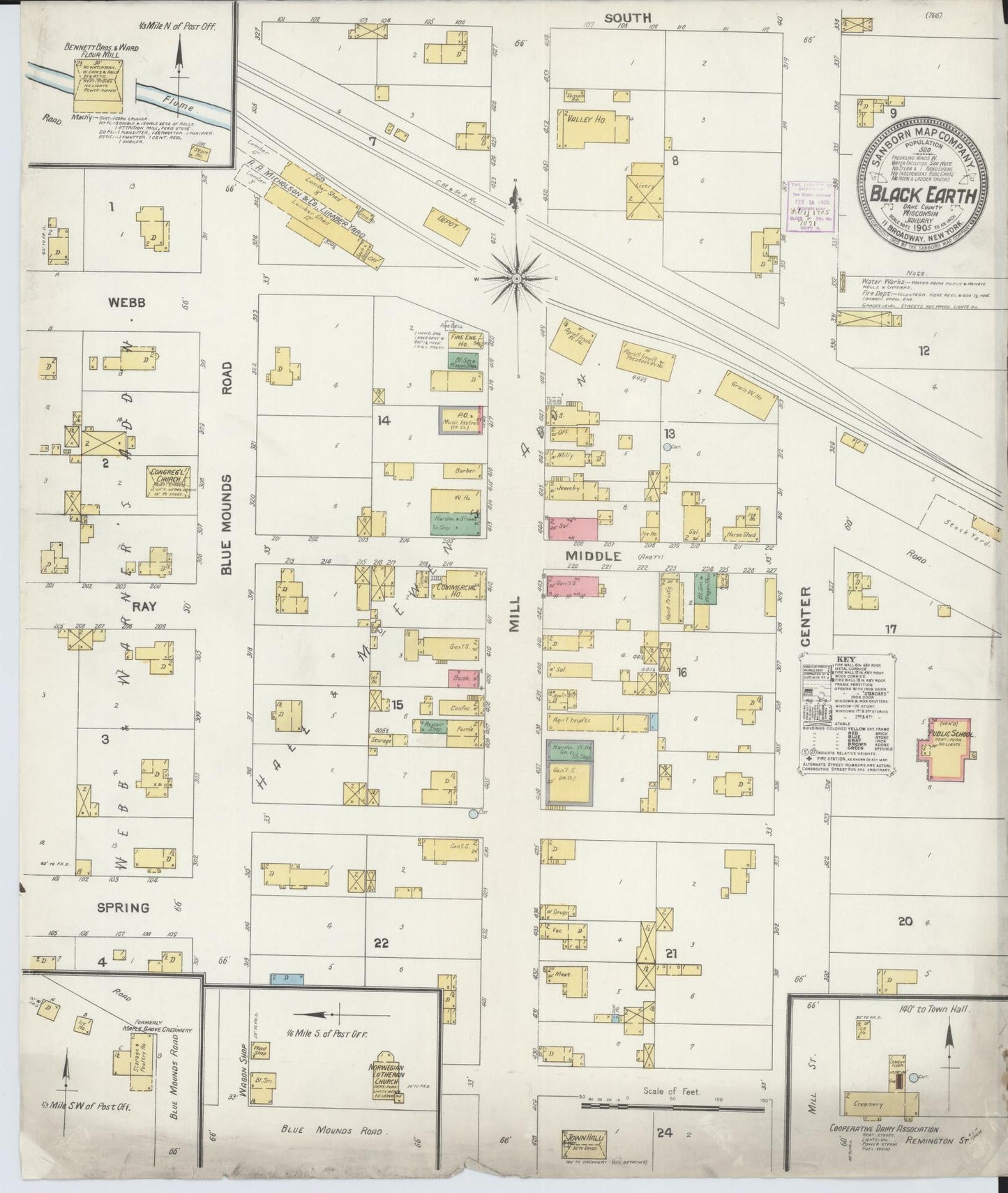 Sanborn Fire Insurance Map from Black Earth, Dane County, Wisconsin (1905), Sheet #0001 - Historic Sanborn Fire Insurance Map Print, vintage old map wall art, antique decor, genealogy gift, Wisconsin Wisconsin map