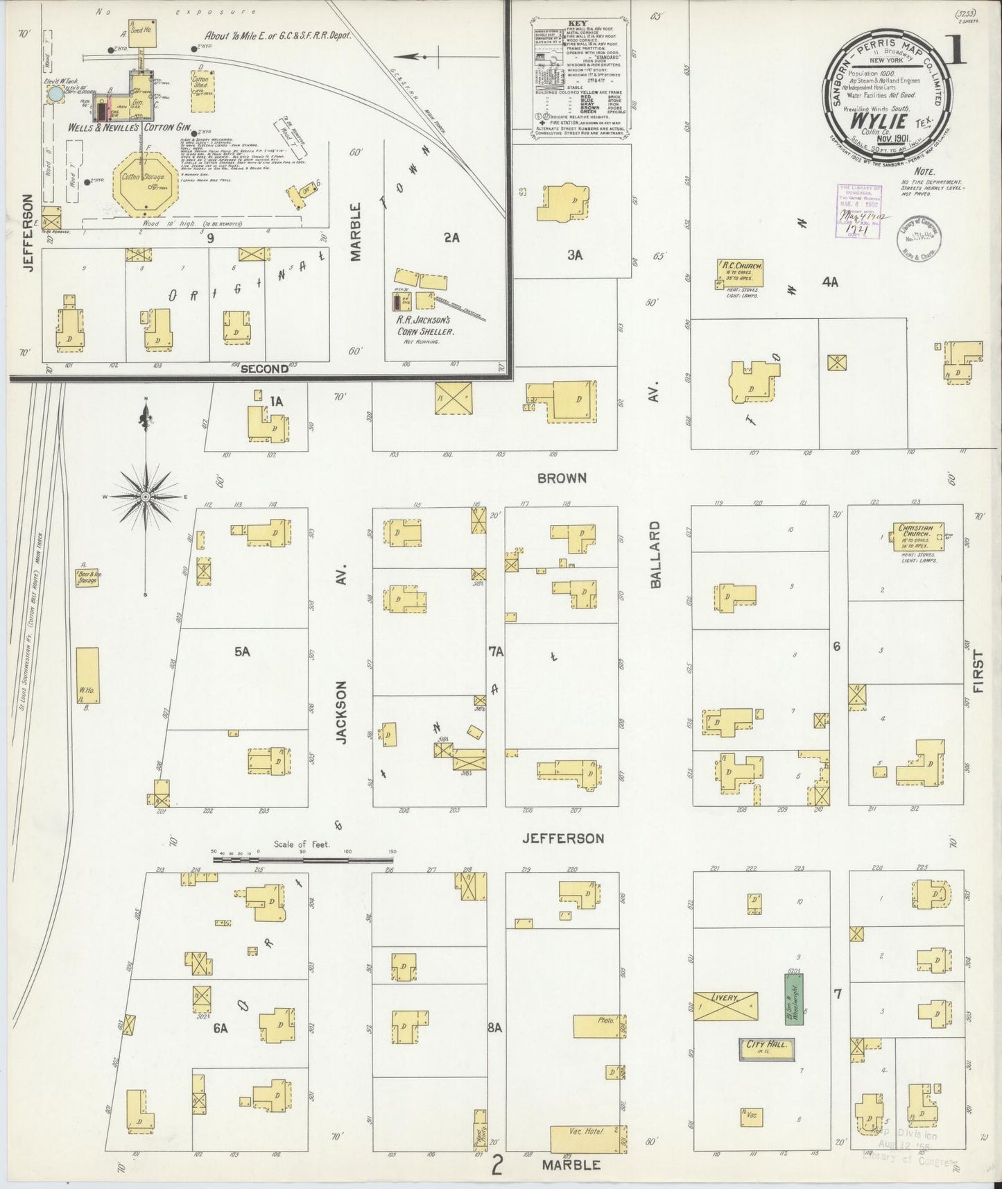 Sanborn Fire Insurance Map from Wylie, Collin County, Texas. (1901) – Historic Sanborn Fire Insurance Map Print