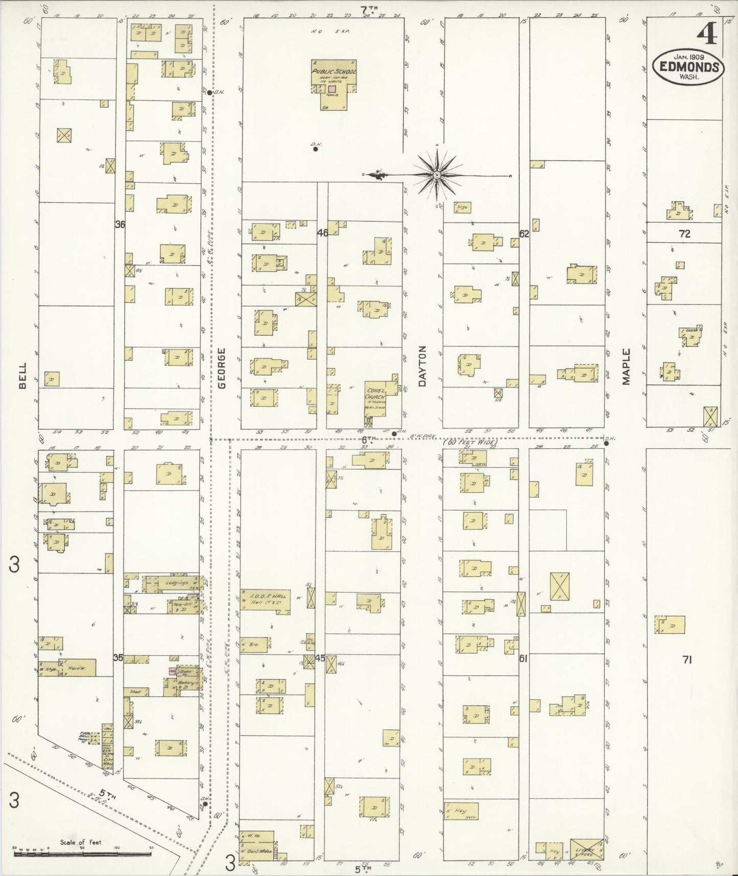 Sanborn Fire Insurance Map from Edmunds, Snohomish County, Washington (1909), Sheet #0004 - Complete Map Set gallery image, historic Sanborn map, vintage wall art, Washington Washington