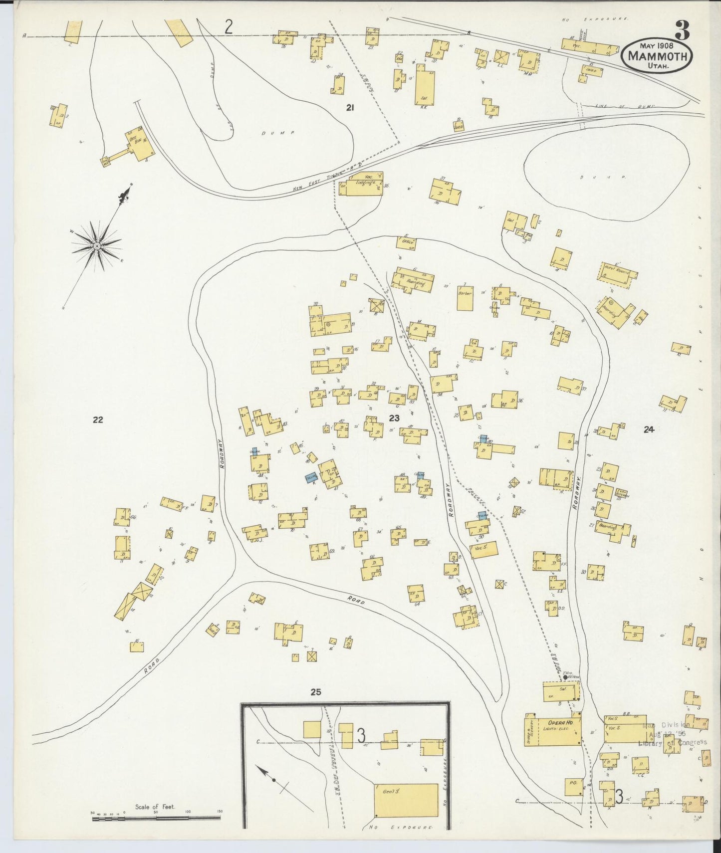 Sanborn Fire Insurance Map from Mammoth, Juab County, Utah (1908), Sheet #0003 - Historic Sanborn Fire Insurance Map Print, vintage old map wall art, antique decor, genealogy gift, Utah Utah map