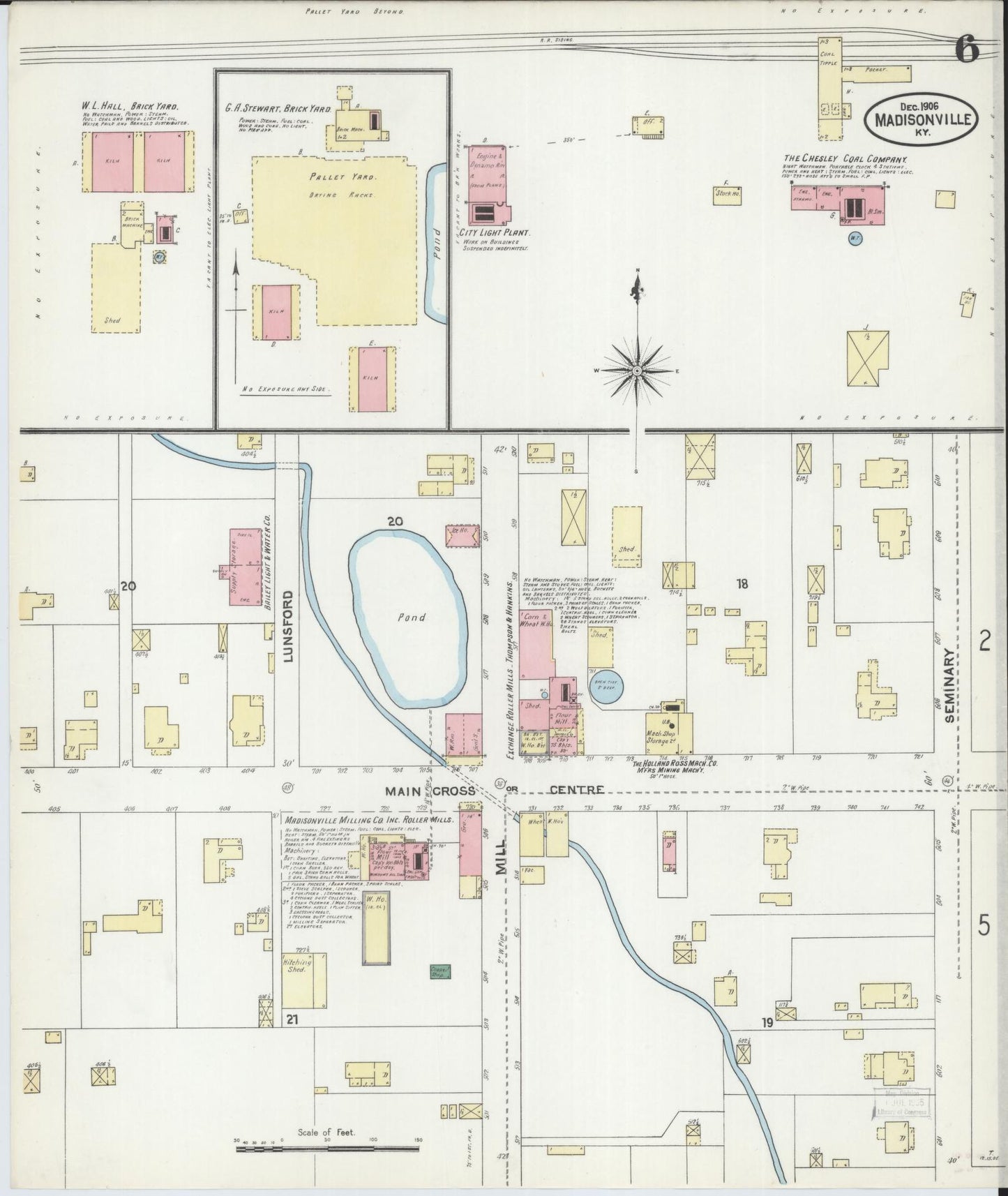 Sanborn Fire Insurance Map from Madisonville, Hopkins County, Kentucky (1906), Sheet #0006 - Historic Sanborn Fire Insurance Map Print, vintage old map wall art, antique decor, genealogy gift, Kentucky Kentucky map