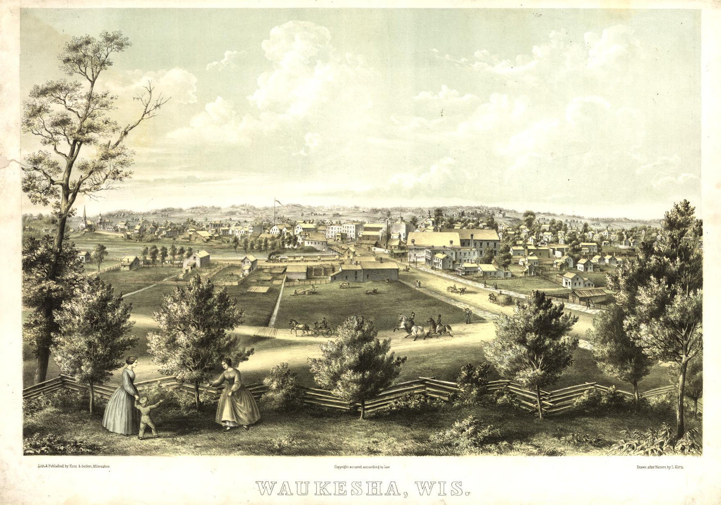 Waukesha, Wis. (1857) – Historic Bird’s-Eye View Panorama Print