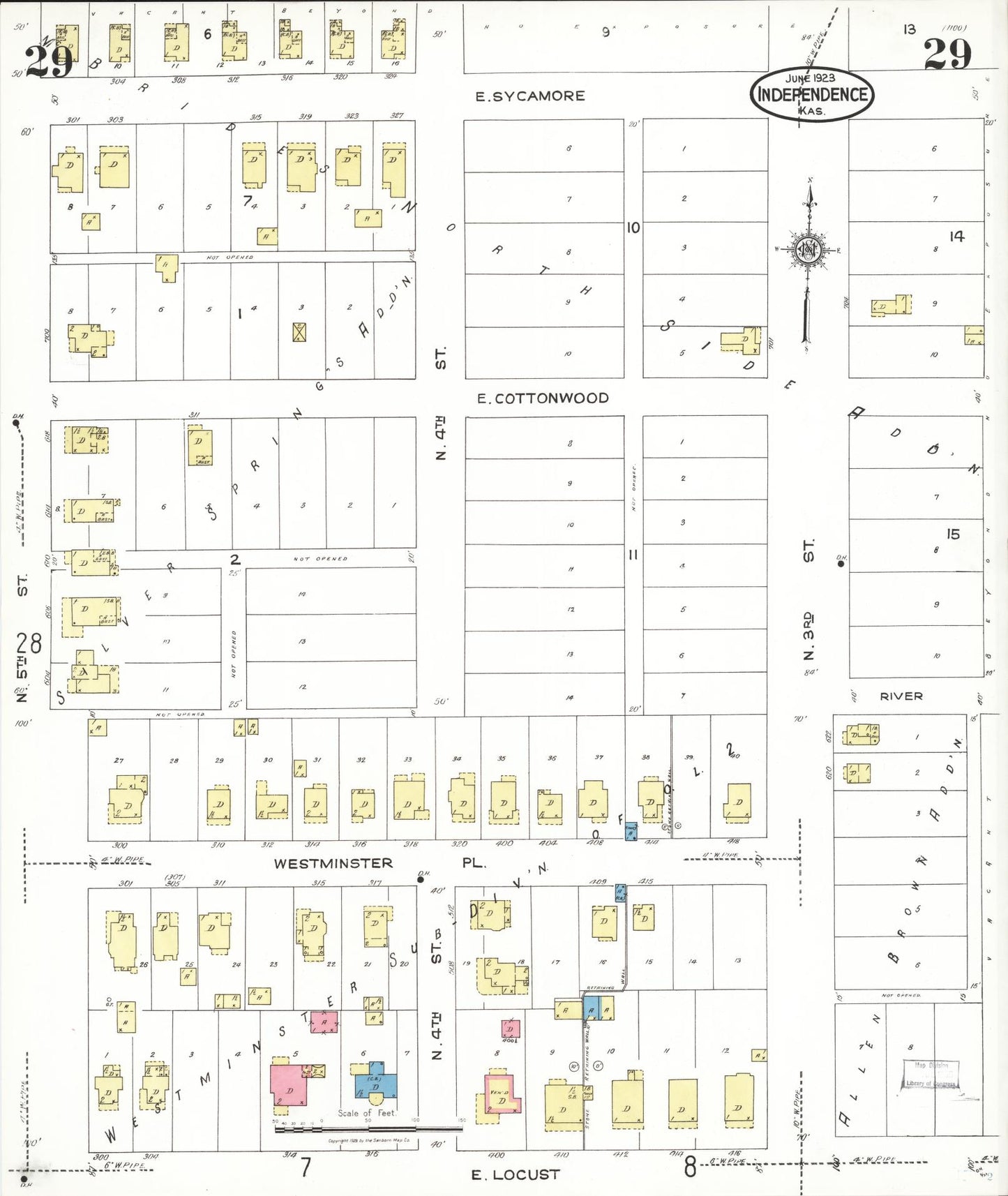 Sanborn Fire Insurance Map from Independence, Montgomery County, Kansas (1923), Sheet #0030 - Historic Sanborn Fire Insurance Map Print, vintage old map wall art, antique decor, genealogy gift, Kansas Kansas map