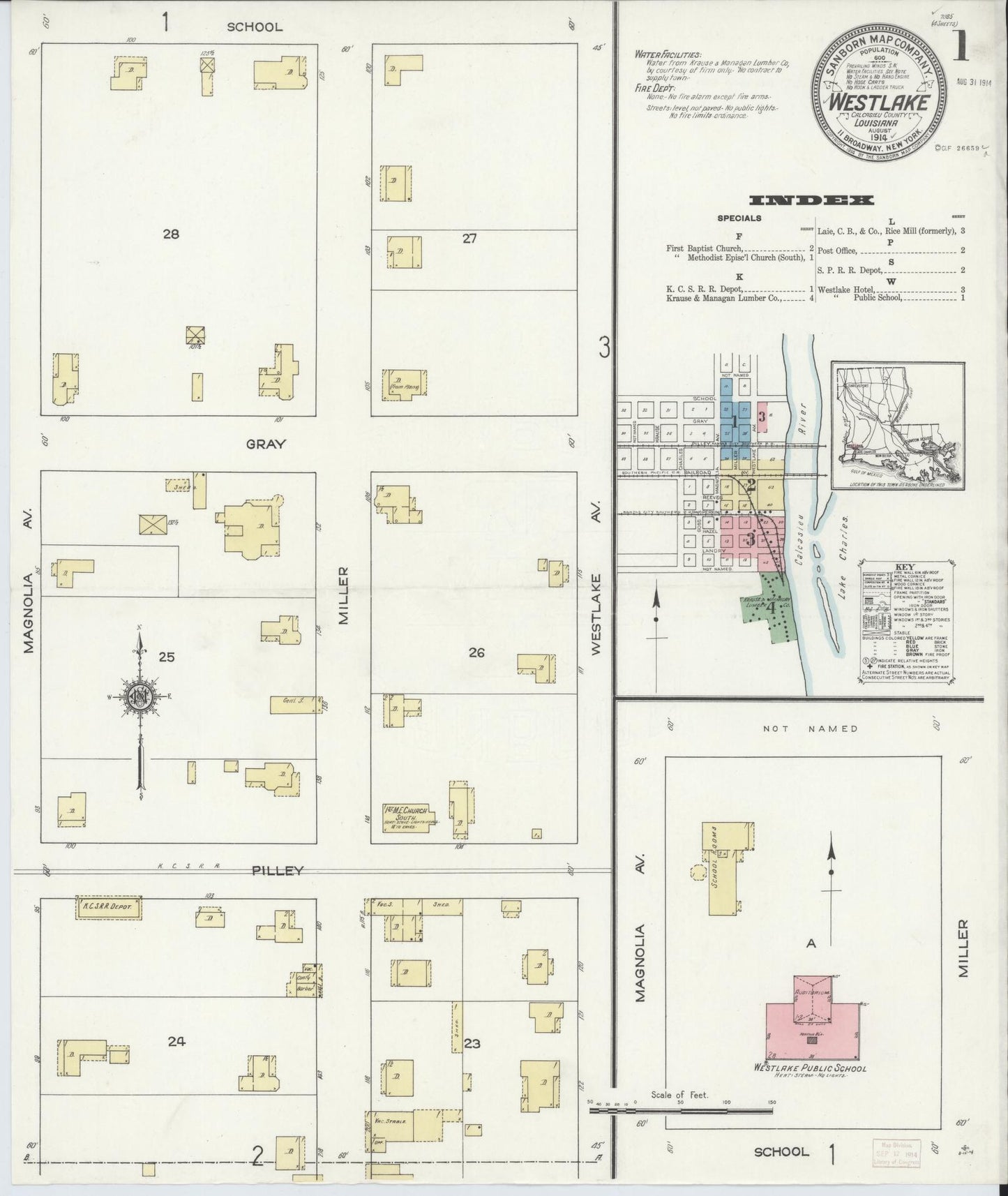 Sanborn Fire Insurance Map from Westlake, Calcasieu Parish, Louisiana. (1914) – Historic Sanborn Fire Insurance Map Print