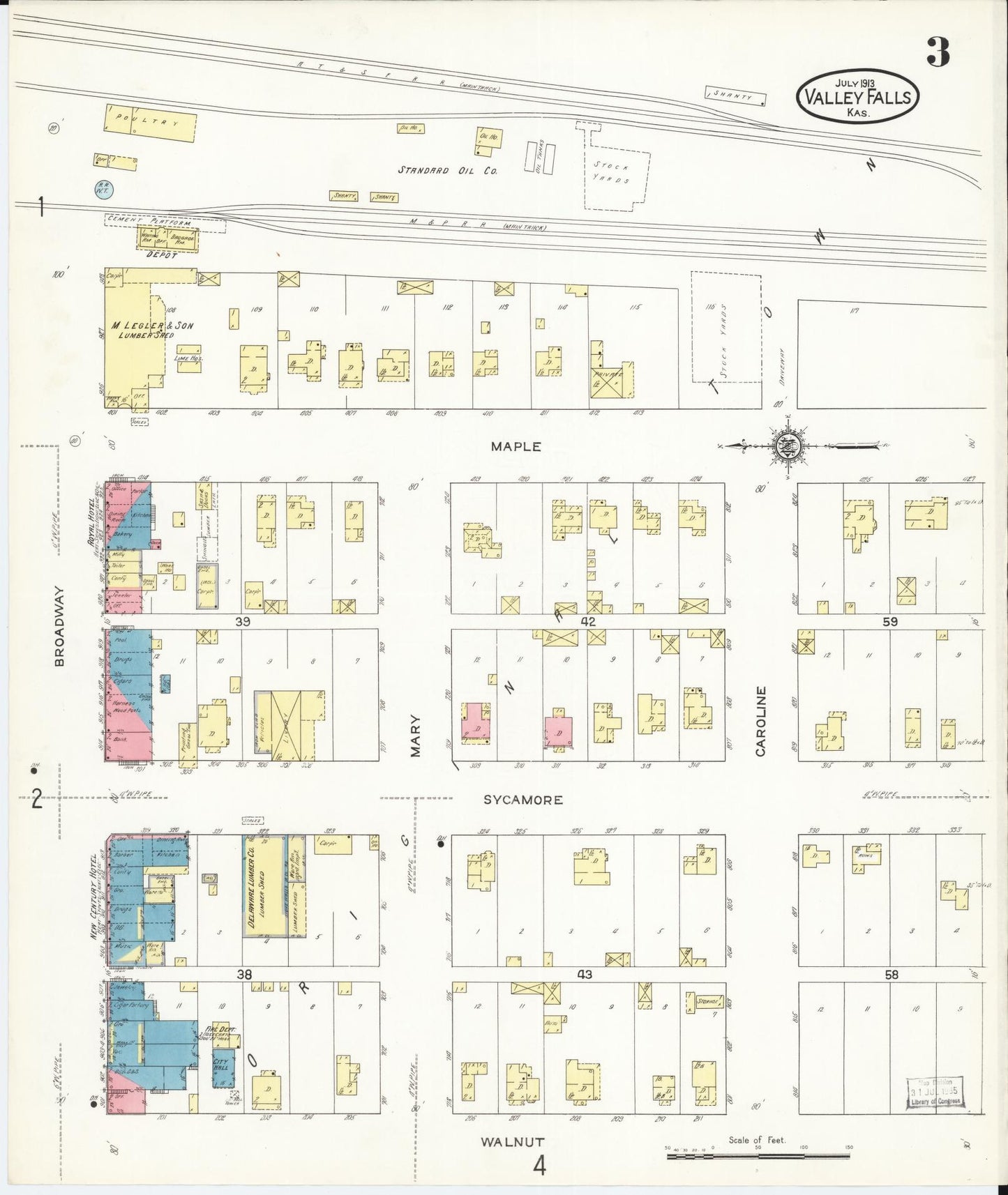 Sanborn Fire Insurance Map from Valley Falls, Jefferson County, Kansas (1913), Sheet #0003 - Historic Sanborn Fire Insurance Map Print, vintage old map wall art, antique decor, genealogy gift, Kansas Kansas map
