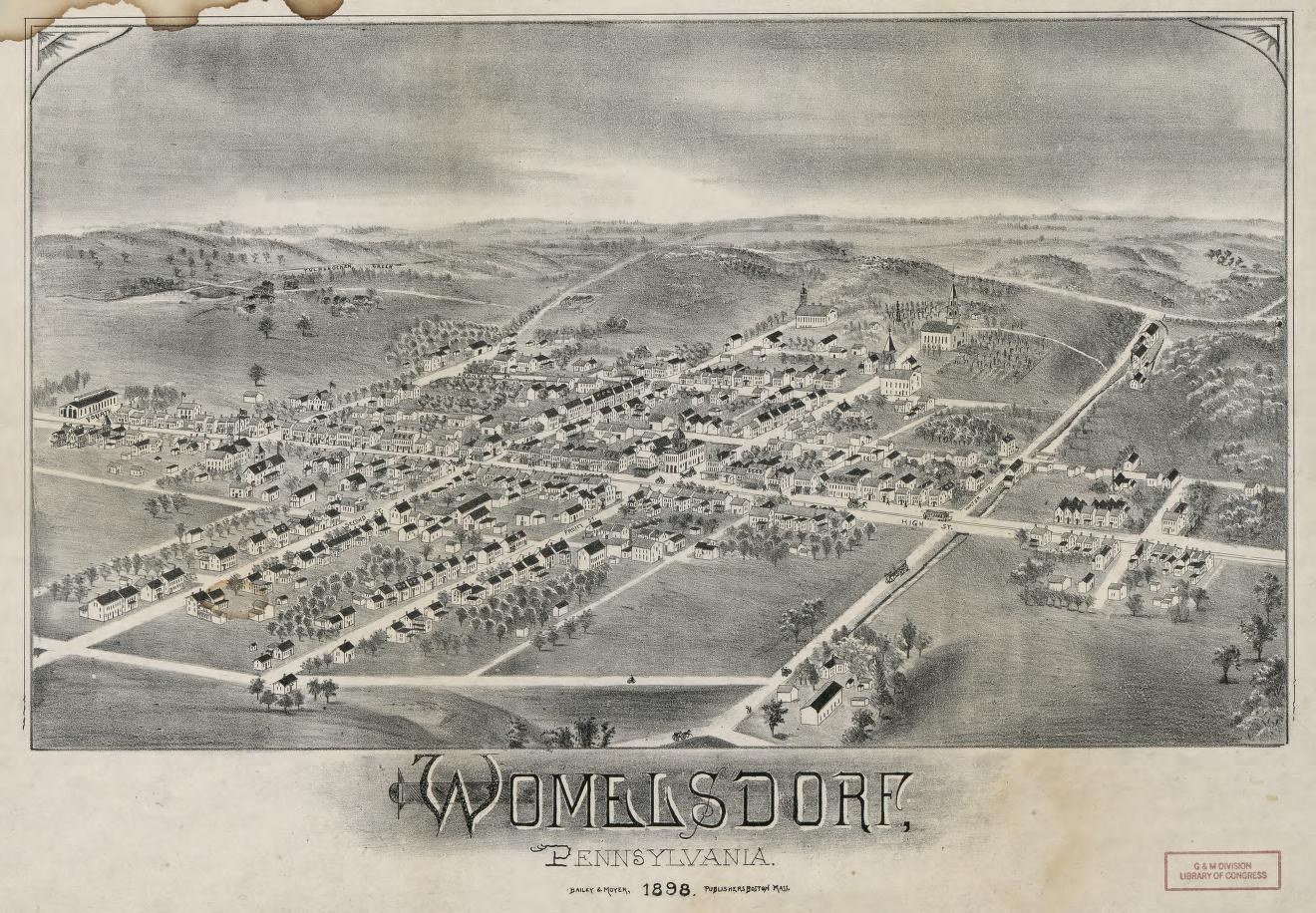 Womelsdorf, Pennsylvania. (1898) – Historic Bird’s-Eye View Panorama Print