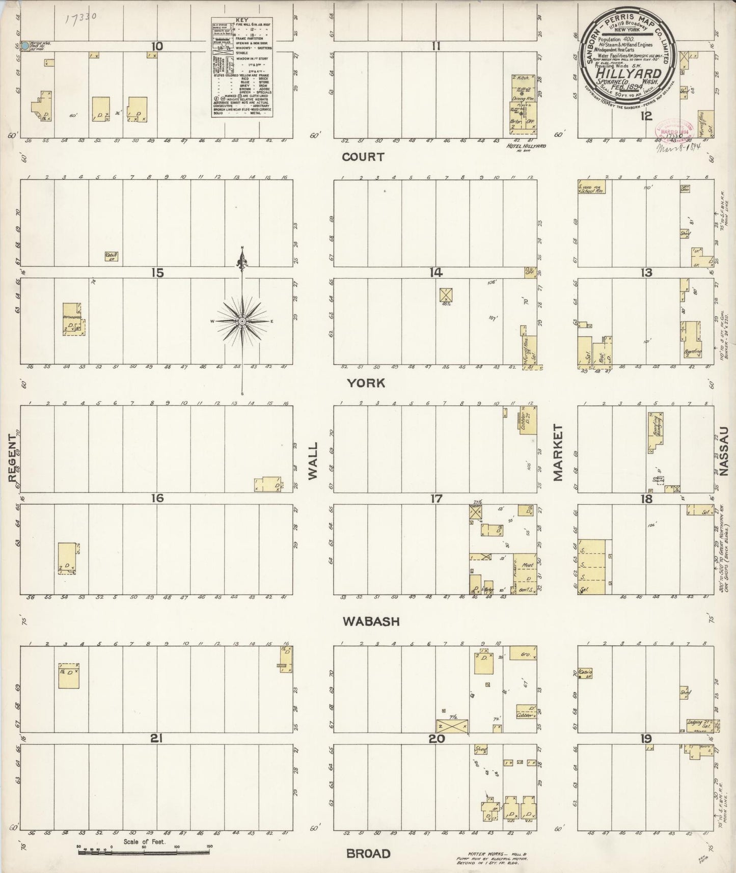 Sanborn Fire Insurance Map from Hillyard, Spokane County, Washington (1894), Sheet #0001 - Historic Sanborn Fire Insurance Map Print, vintage old map wall art, antique decor, genealogy gift, Washington Washington map