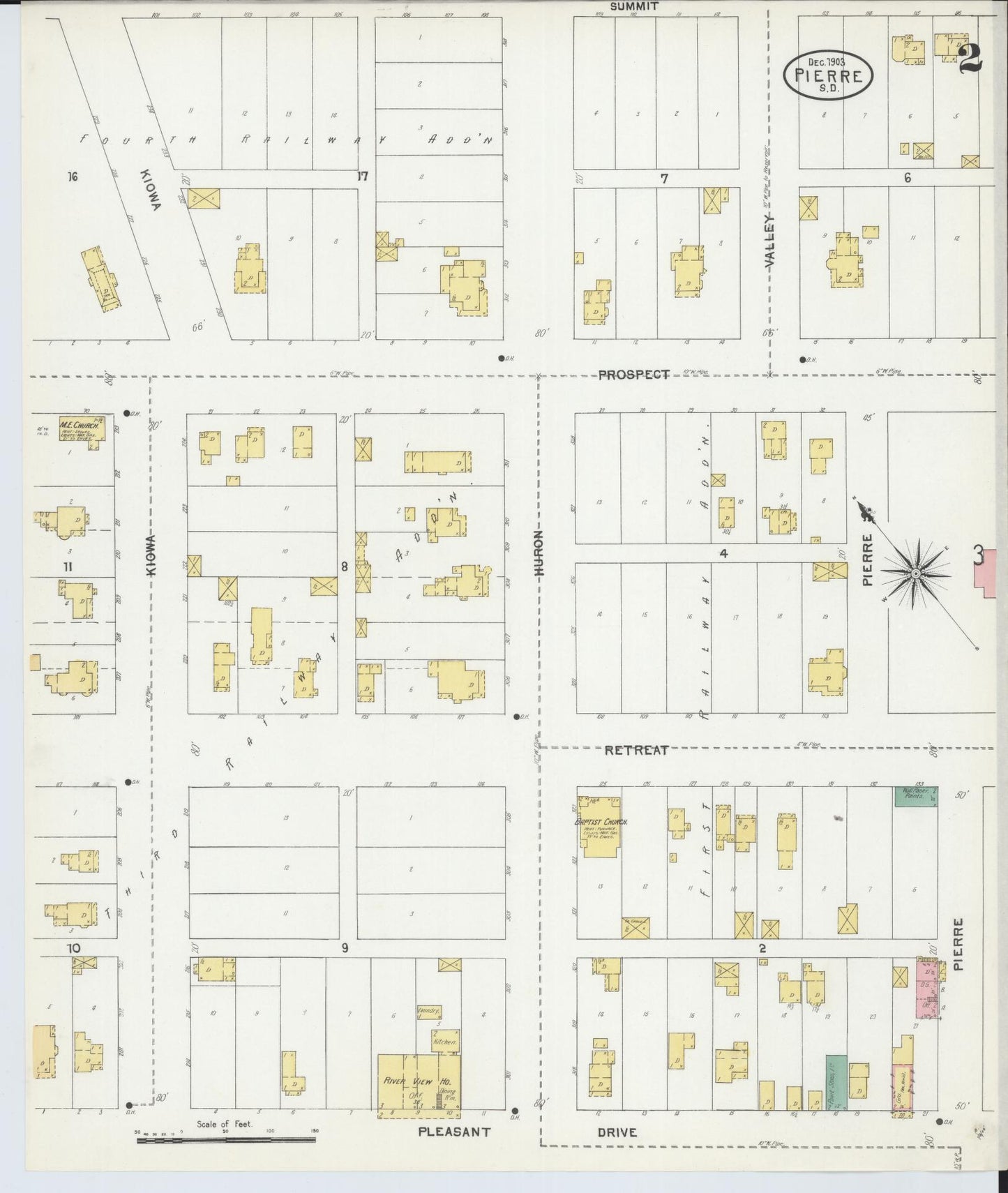 Sanborn Fire Insurance Map from Pierre, Hughes County, South Dakota (1903), Sheet #0002 - Historic Sanborn Fire Insurance Map Print, vintage old map wall art, antique decor, genealogy gift, South Dakota South Dakota map