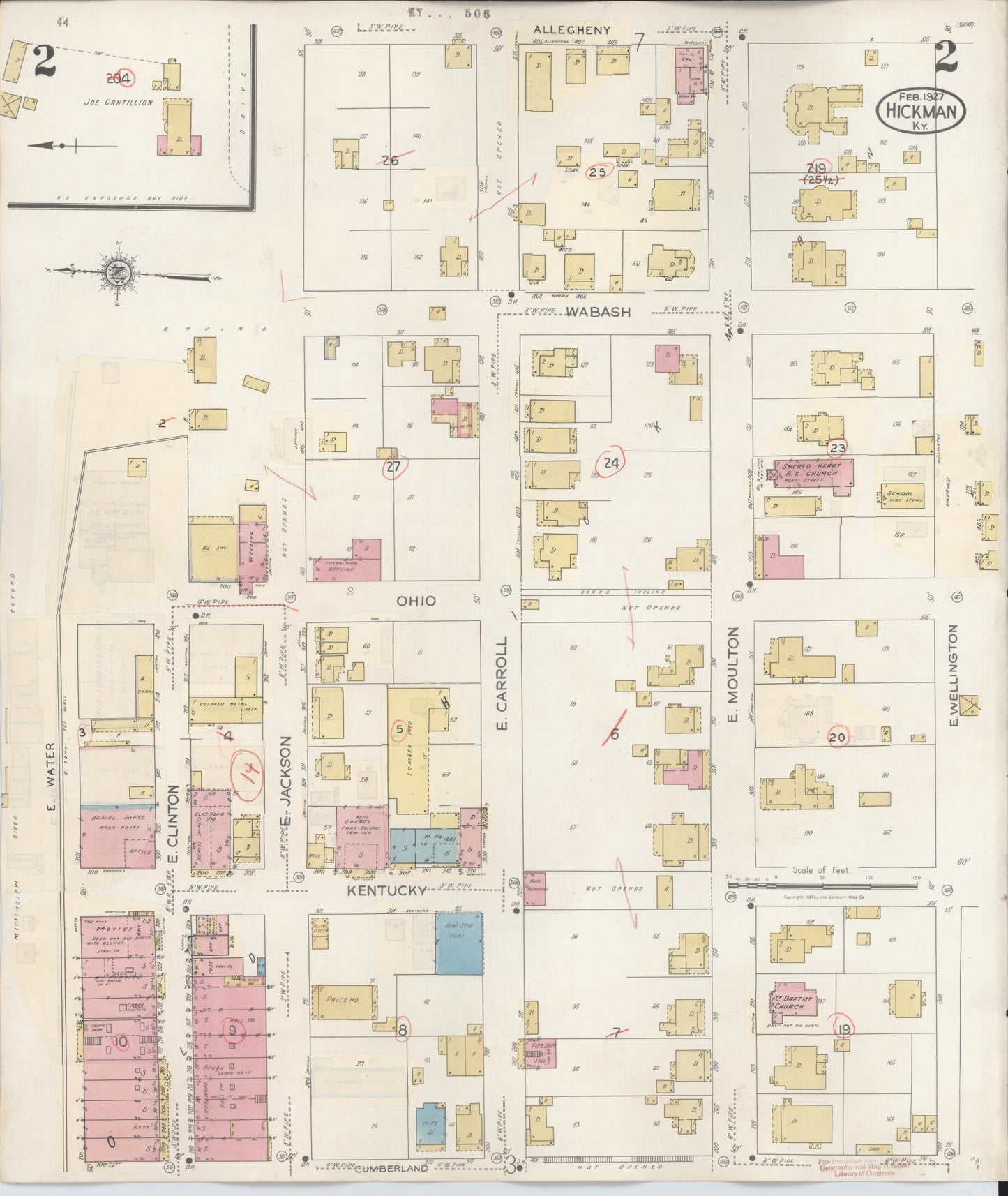 Sanborn Fire Insurance Map from Hickman, Fulton County, Kentucky (1938), Sheet #0002 - Historic Sanborn Fire Insurance Map Print, vintage old map wall art, antique decor, genealogy gift, Kentucky Kentucky map