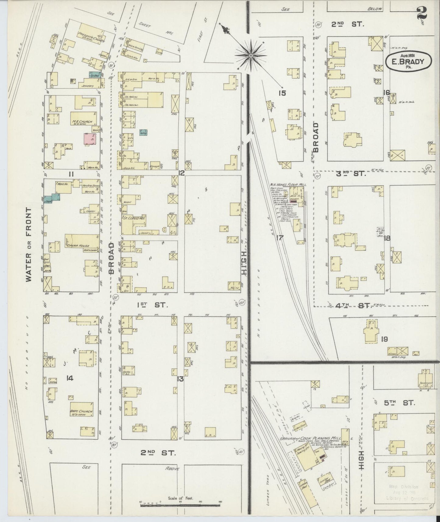 Sanborn Fire Insurance Map from East Brady, Clarion County, Pennsylvania (1891), Sheet #0002 - Historic Sanborn Fire Insurance Map Print, vintage old map wall art, antique decor, genealogy gift, Pennsylvania Pennsylvania map