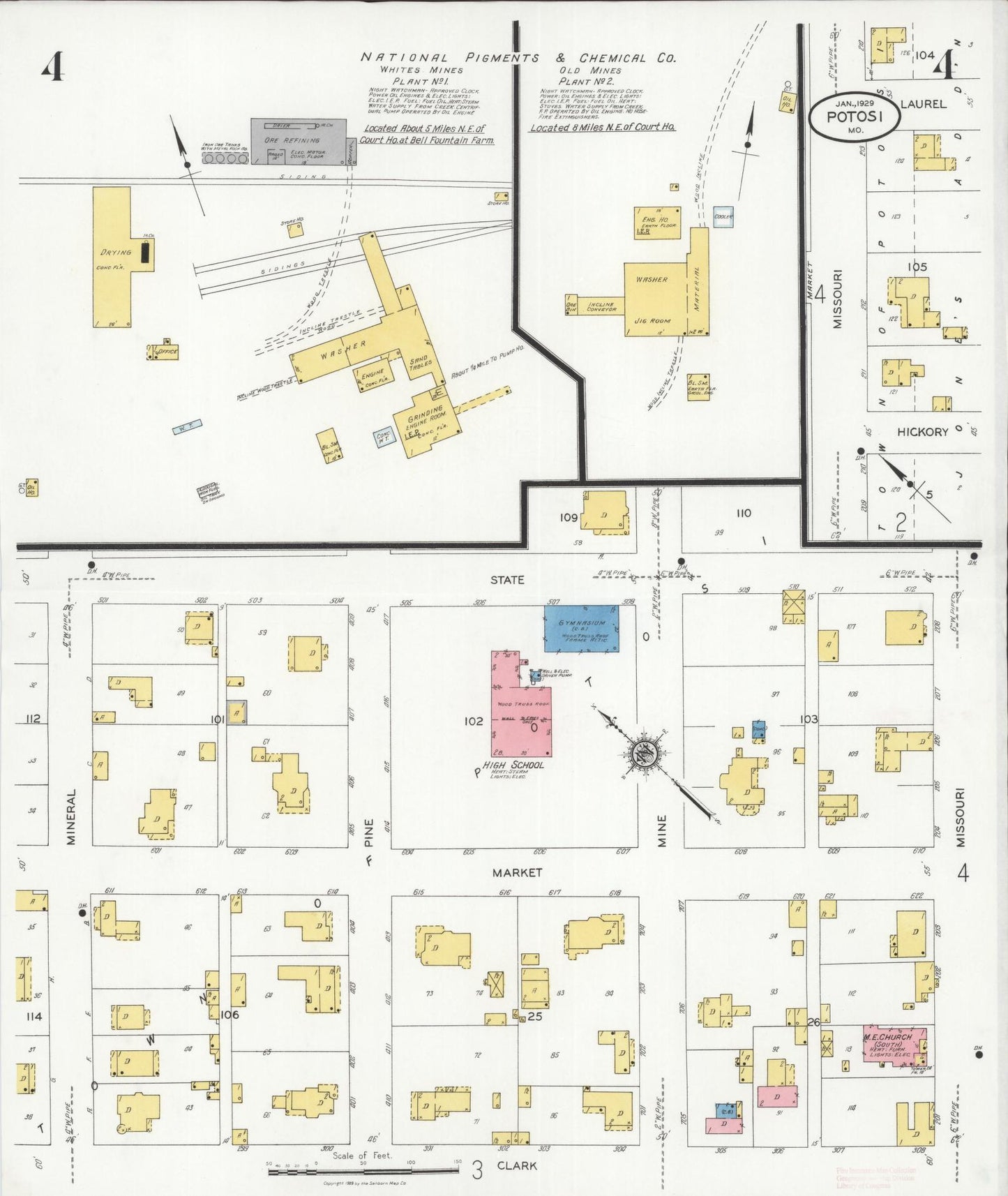 Sanborn Fire Insurance Map from Potosi, Washington County, Missouri (1929), Sheet #0004 - Complete Map Set gallery image, historic Sanborn map, vintage wall art, Missouri Missouri