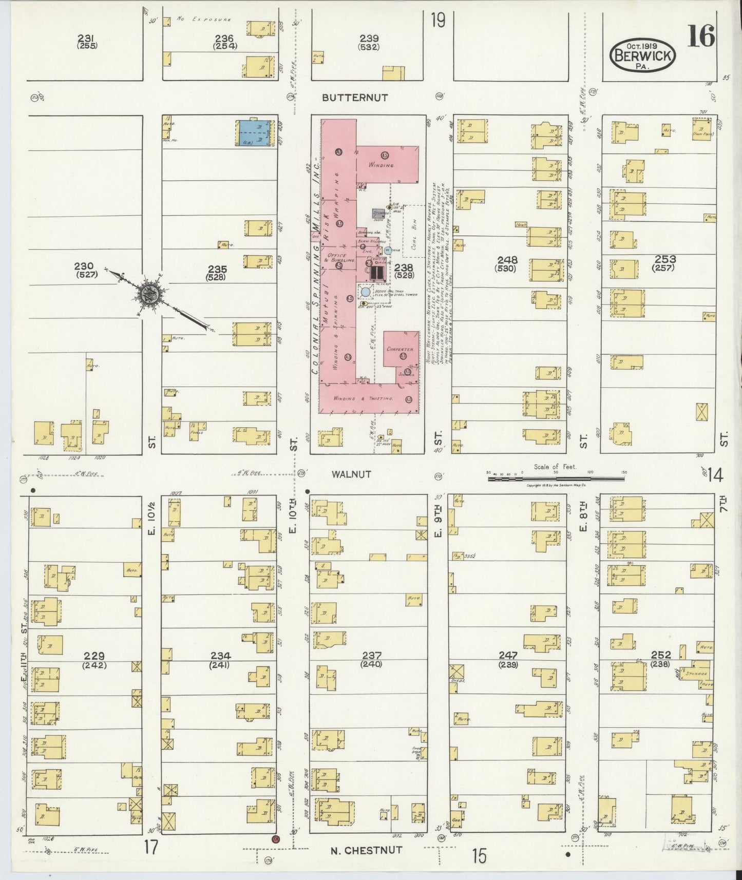 Sanborn Fire Insurance Map from Berwick, Columbia County, Pennsylvania (1918), Sheet #0016 - Historic Sanborn Fire Insurance Map Print, vintage old map wall art, antique decor, genealogy gift, Pennsylvania Pennsylvania map