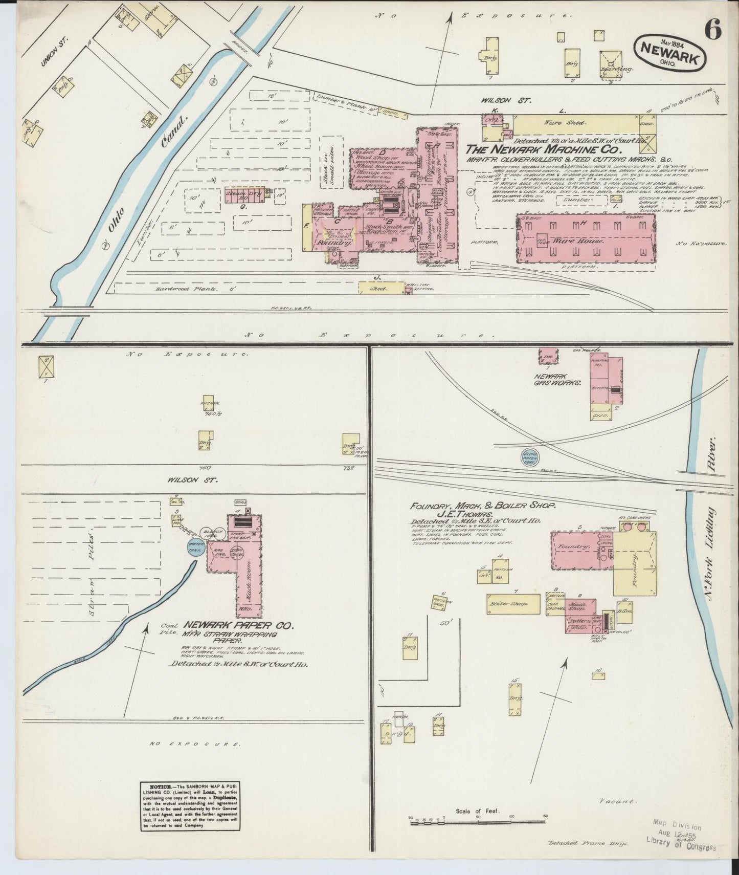 Sanborn Fire Insurance Map from Newark, Licking County, Ohio (1884), Sheet #0006 - Historic Sanborn Fire Insurance Map Print, vintage old map wall art, antique decor, genealogy gift, Ohio Ohio map