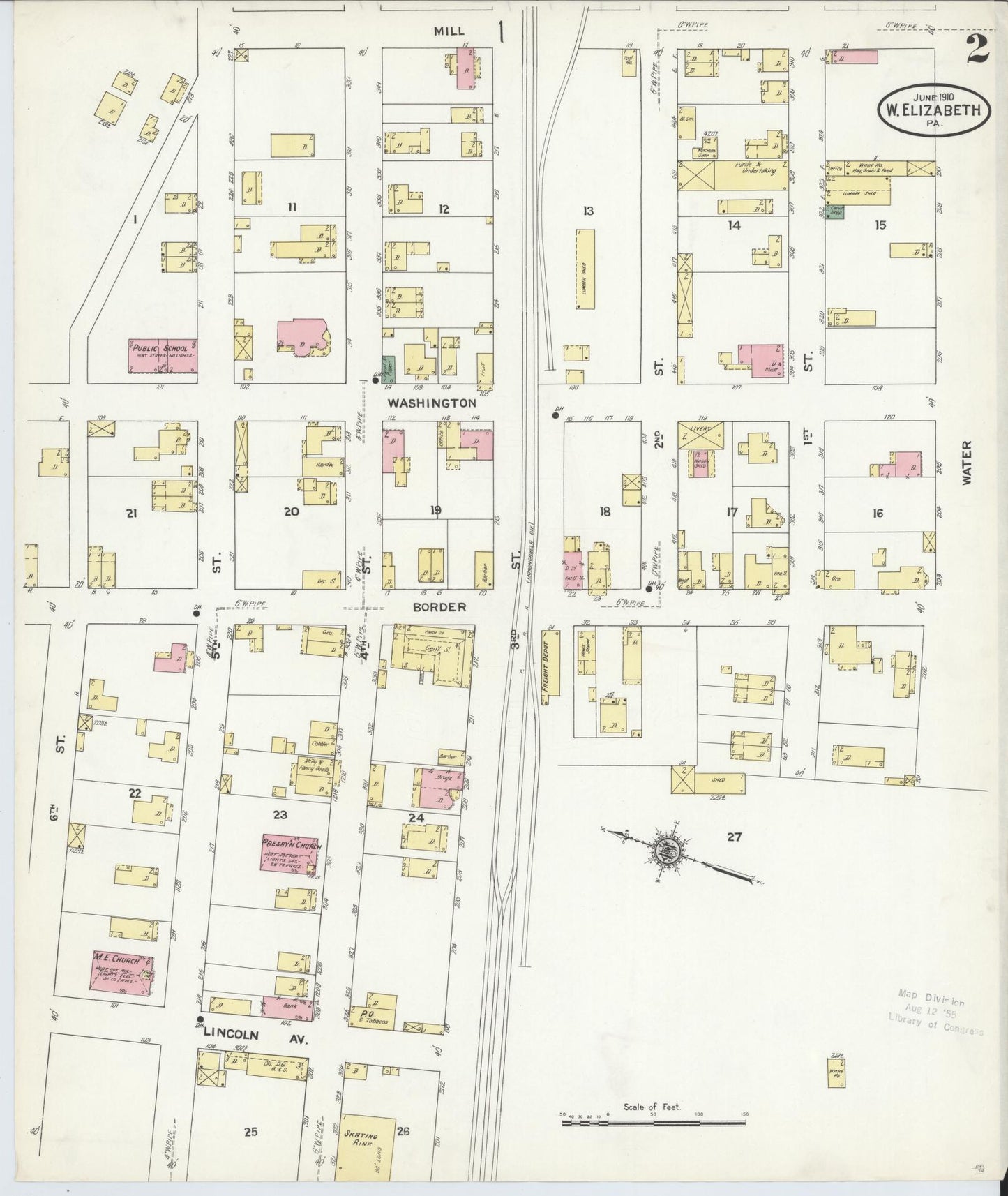 Sanborn Fire Insurance Map from West Elizabeth, Allegheny County, Pennsylvania (1910), Sheet #0002 - Complete Map Set gallery image, historic Sanborn map, vintage wall art, Pennsylvania Pennsylvania