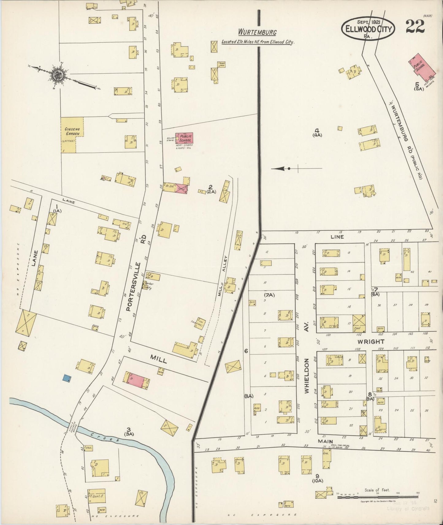 Sanborn Fire Insurance Map from Ellwood City, Lawrence County, Pennsylvania (1921), Sheet #0022 - Historic Sanborn Fire Insurance Map Print, vintage old map wall art, antique decor, genealogy gift, Pennsylvania Pennsylvania map