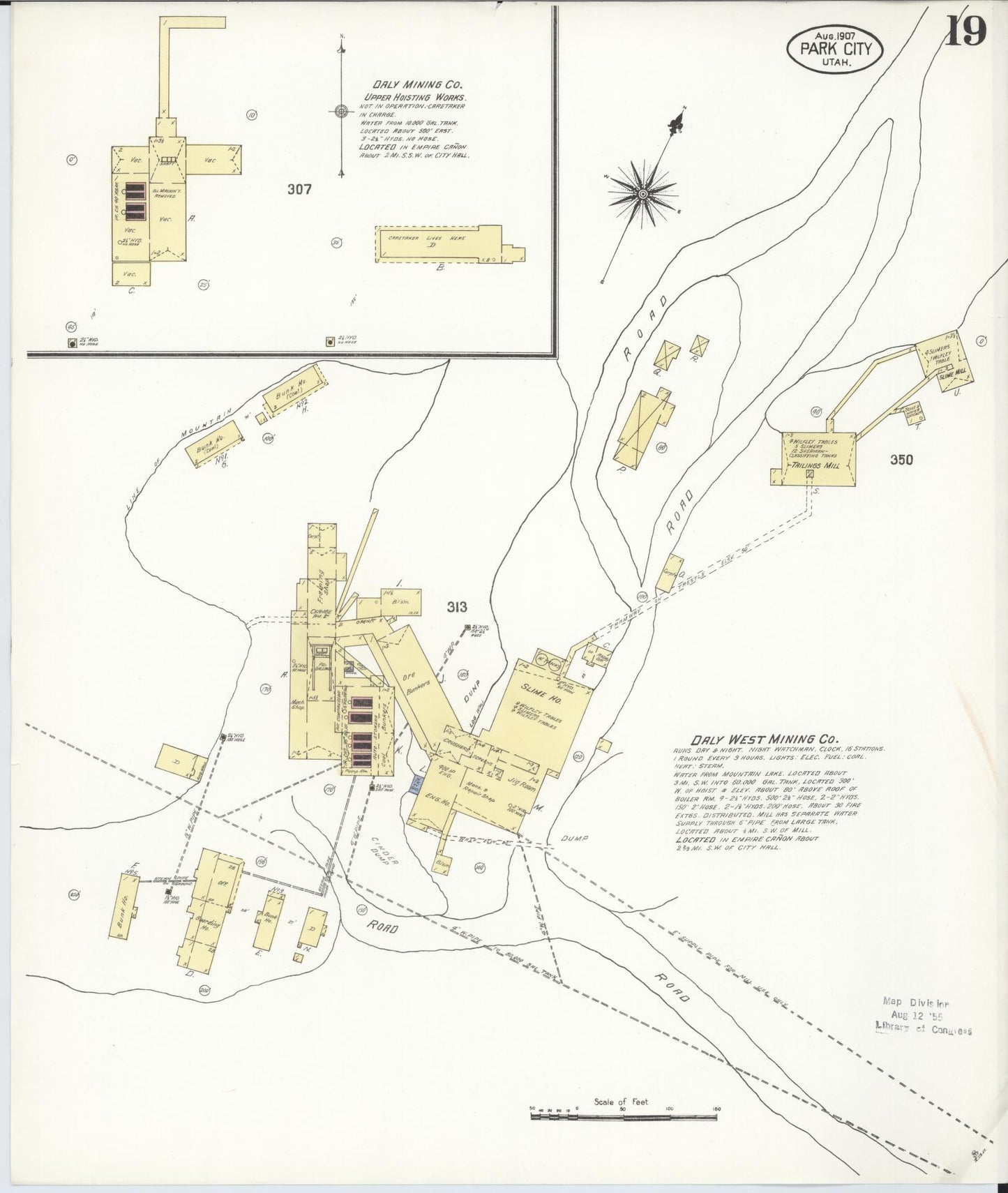 Sanborn Fire Insurance Map from Park City, Summit County, Utah (1907), Sheet #0019 - Historic Sanborn Fire Insurance Map Print, vintage old map wall art, antique decor, genealogy gift, Utah Utah map