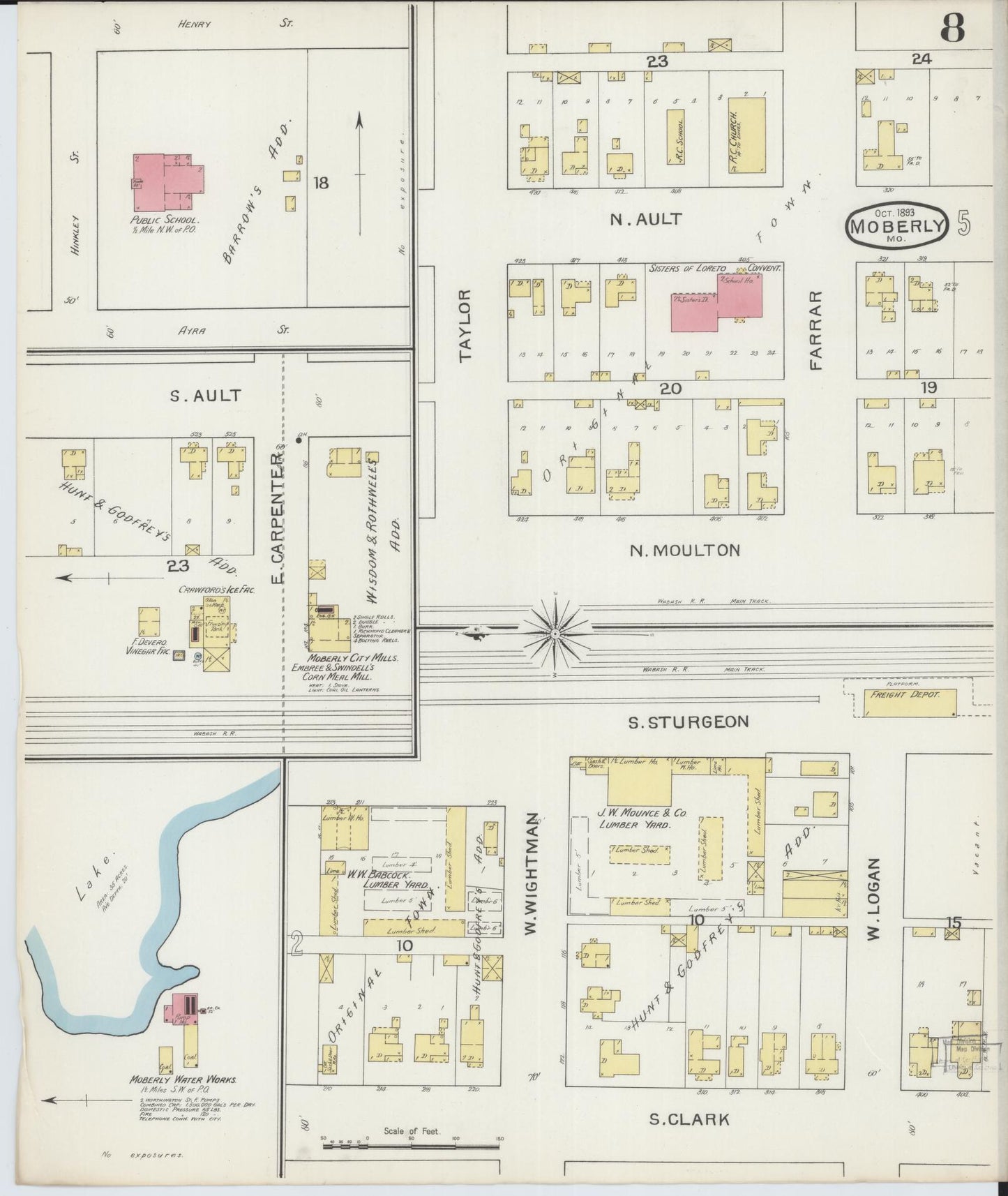 Sanborn Fire Insurance Map from Moberly, Randolph County, Missouri (1893), Sheet #0008 - Complete Map Set gallery image, historic Sanborn map, vintage wall art, Missouri Missouri