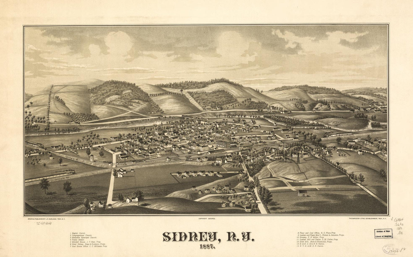 Sidney, N.Y. 1887. (1887) – Historic Bird’s-Eye View Panorama Print