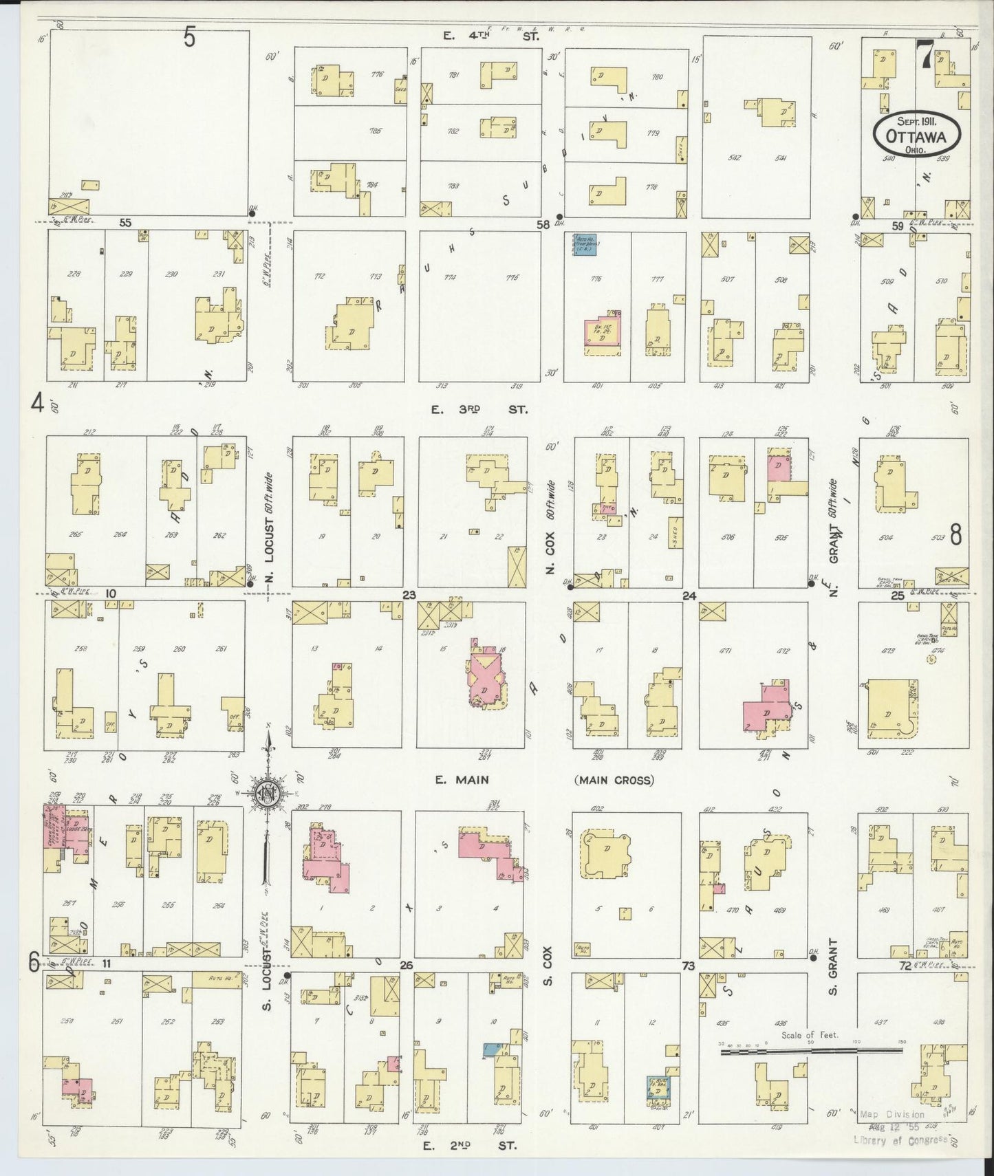 Sanborn Fire Insurance Map from Ottawa, Putnam County, Ohio (1911), Sheet #0007 - Historic Sanborn Fire Insurance Map Print, vintage old map wall art, antique decor, genealogy gift, Ohio Ohio map